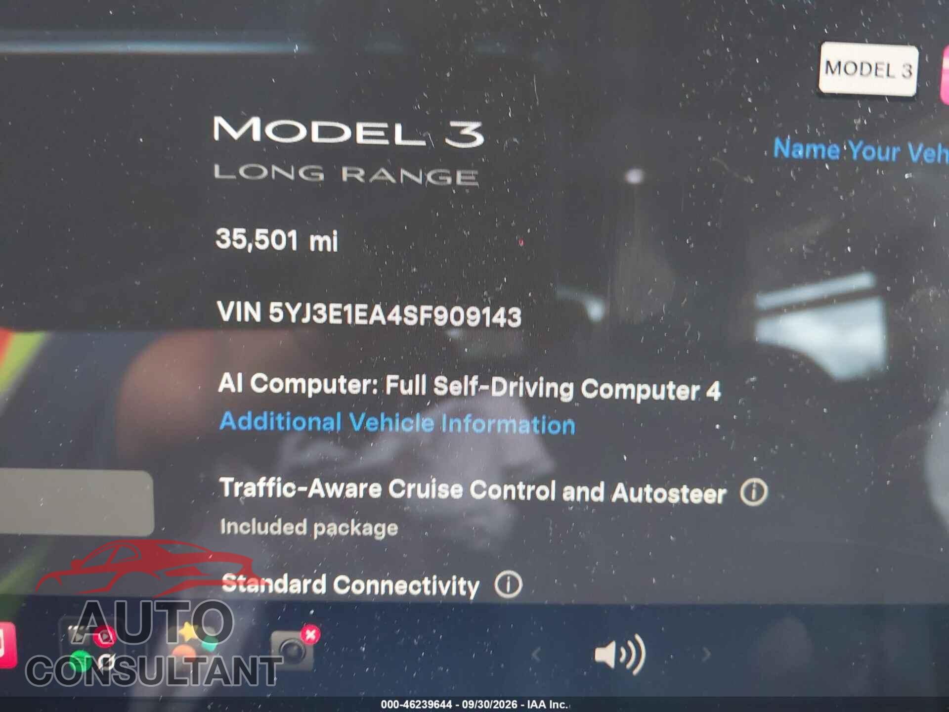 TESLA MODEL 3 2025 - 5YJ3E1EA4SF909143