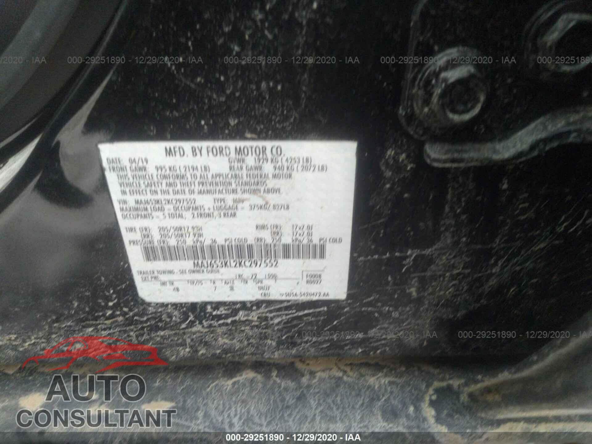 FORD ECOSPORT 2019 - MAJ6S3KL2KC297552