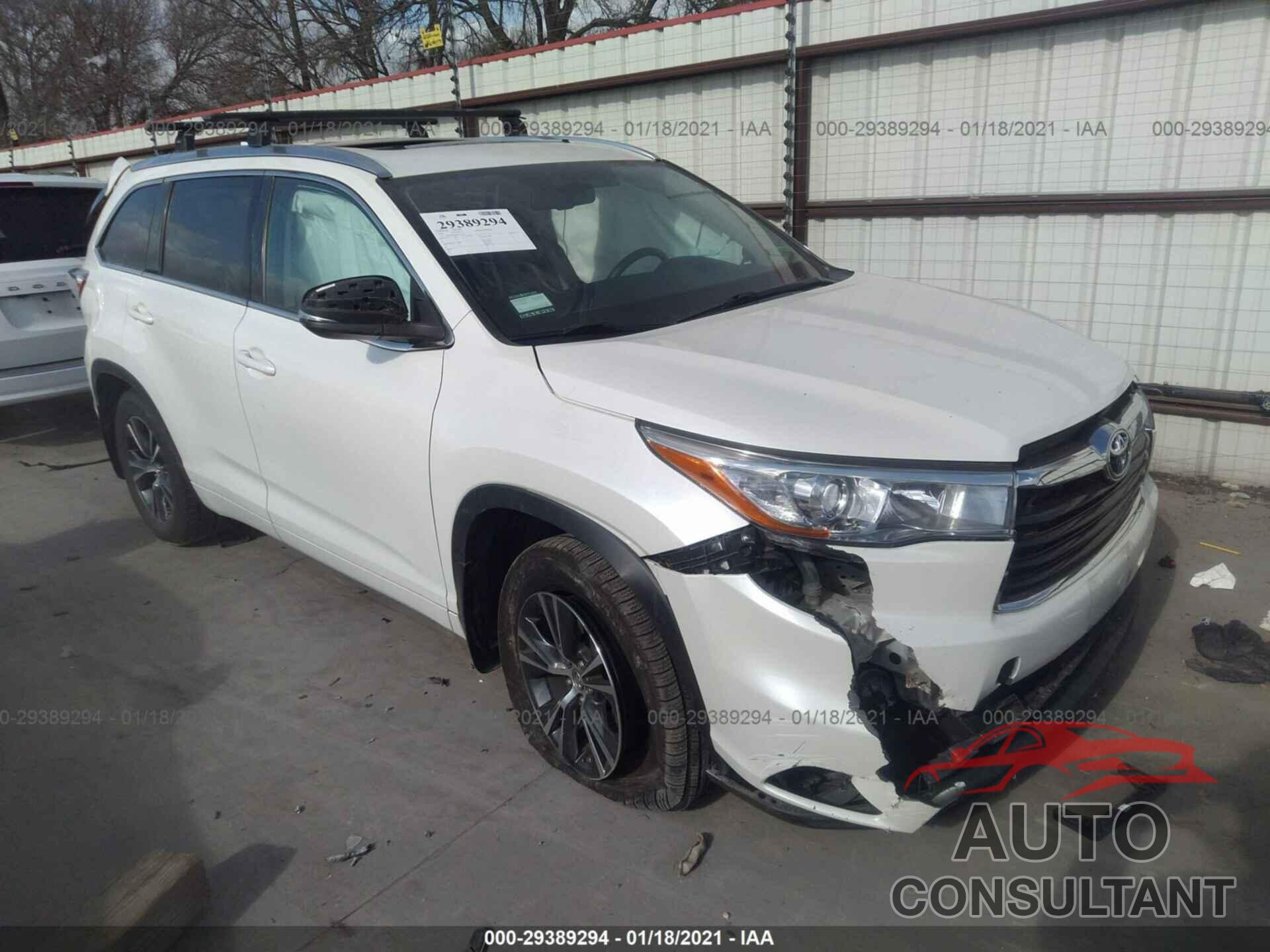 TOYOTA HIGHLANDER 2016 - 5TDJKRFH0GS331524