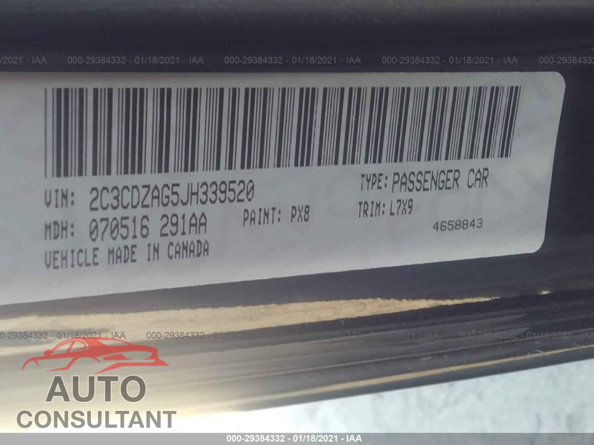 DODGE CHALLENGER 2018 - 2C3CDZAG5JH339520