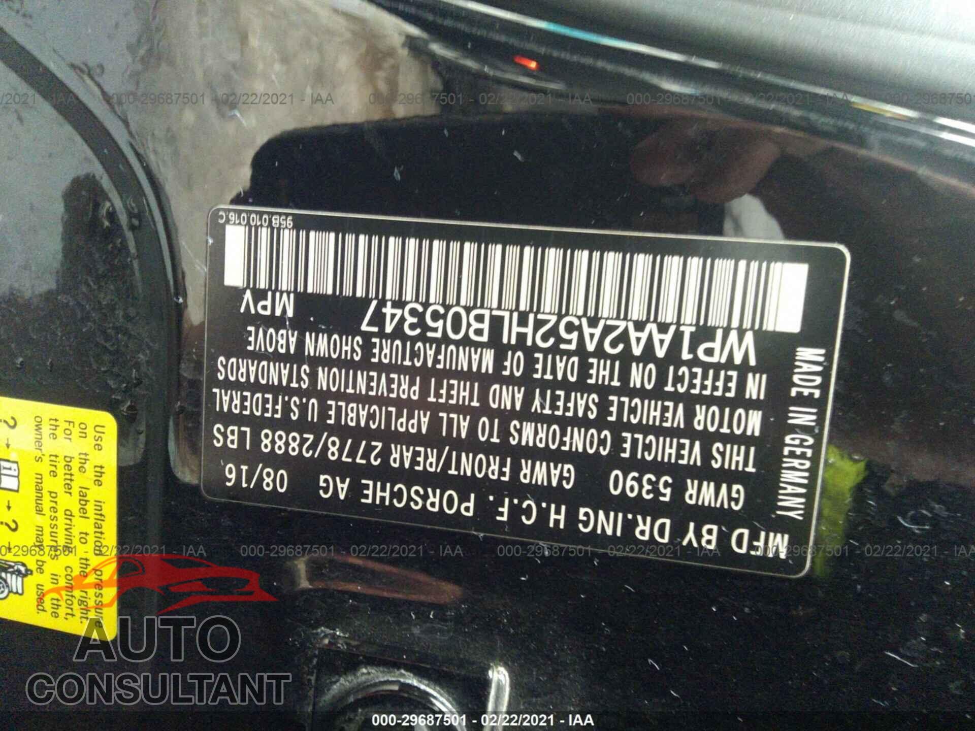 PORSCHE MACAN 2017 - WP1AA2A52HLB05347