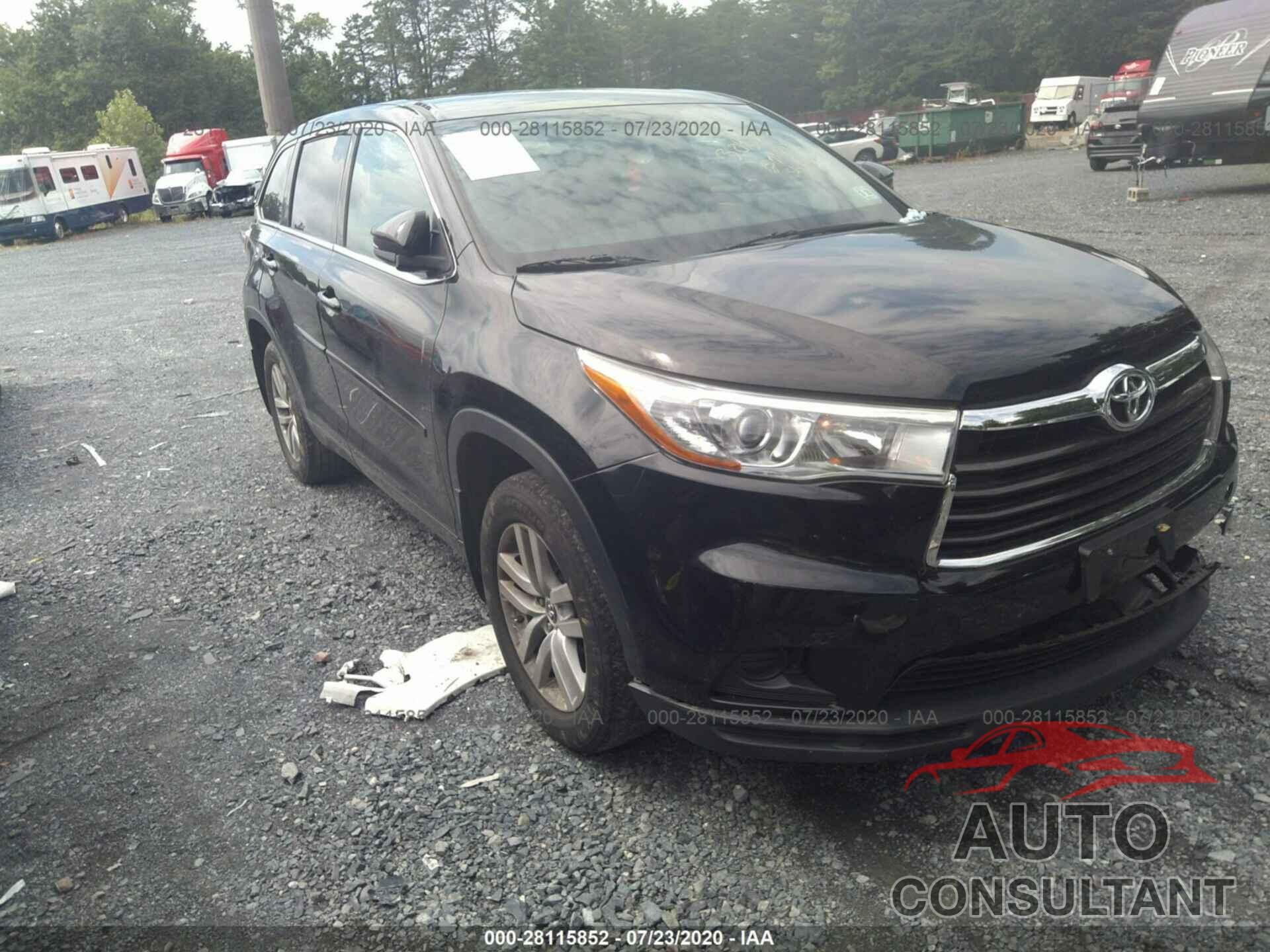 TOYOTA HIGHLANDER 2016 - 5TDBKRFH8GS257080
