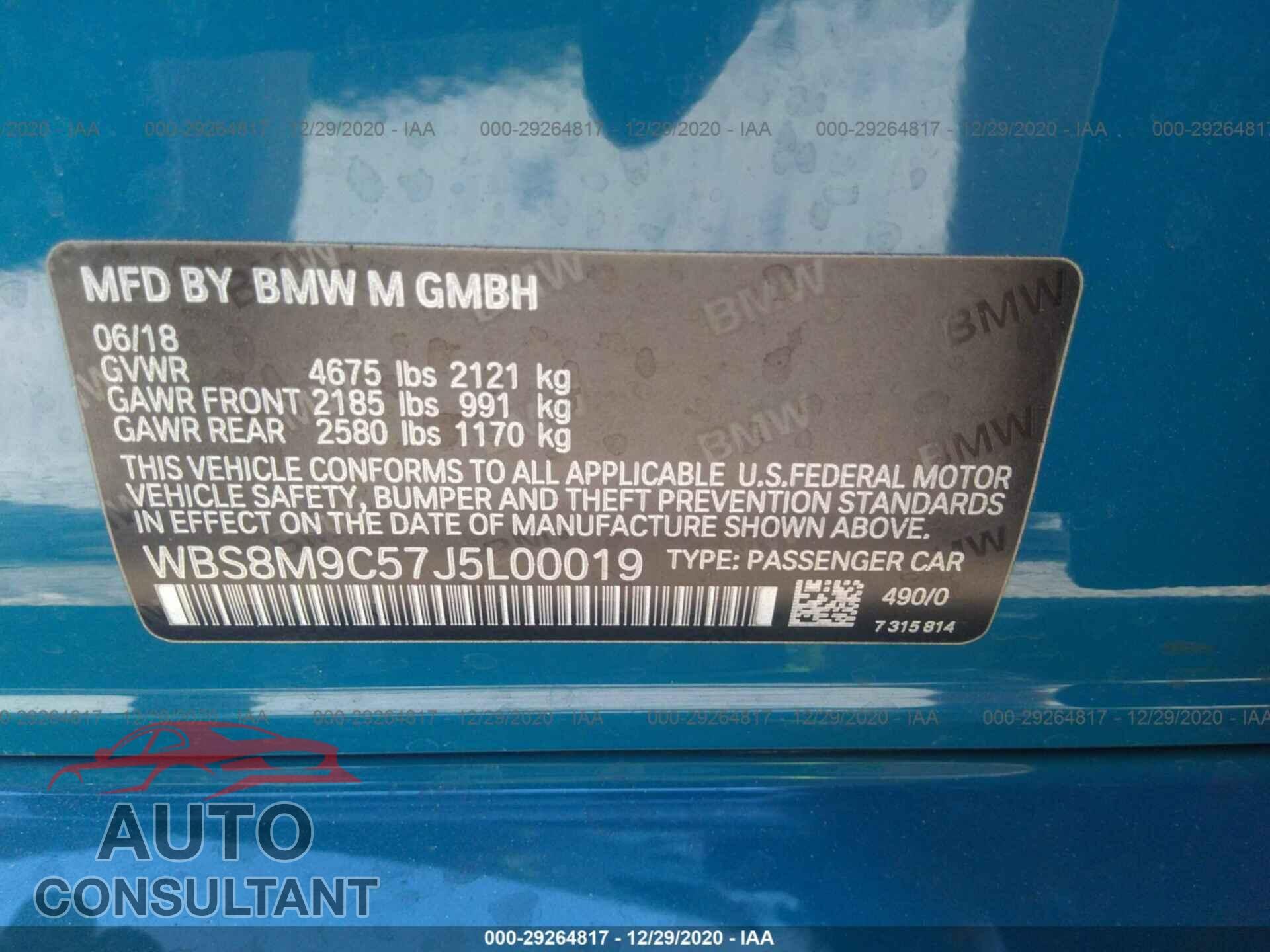BMW M3 2018 - WBS8M9C57J5L00019