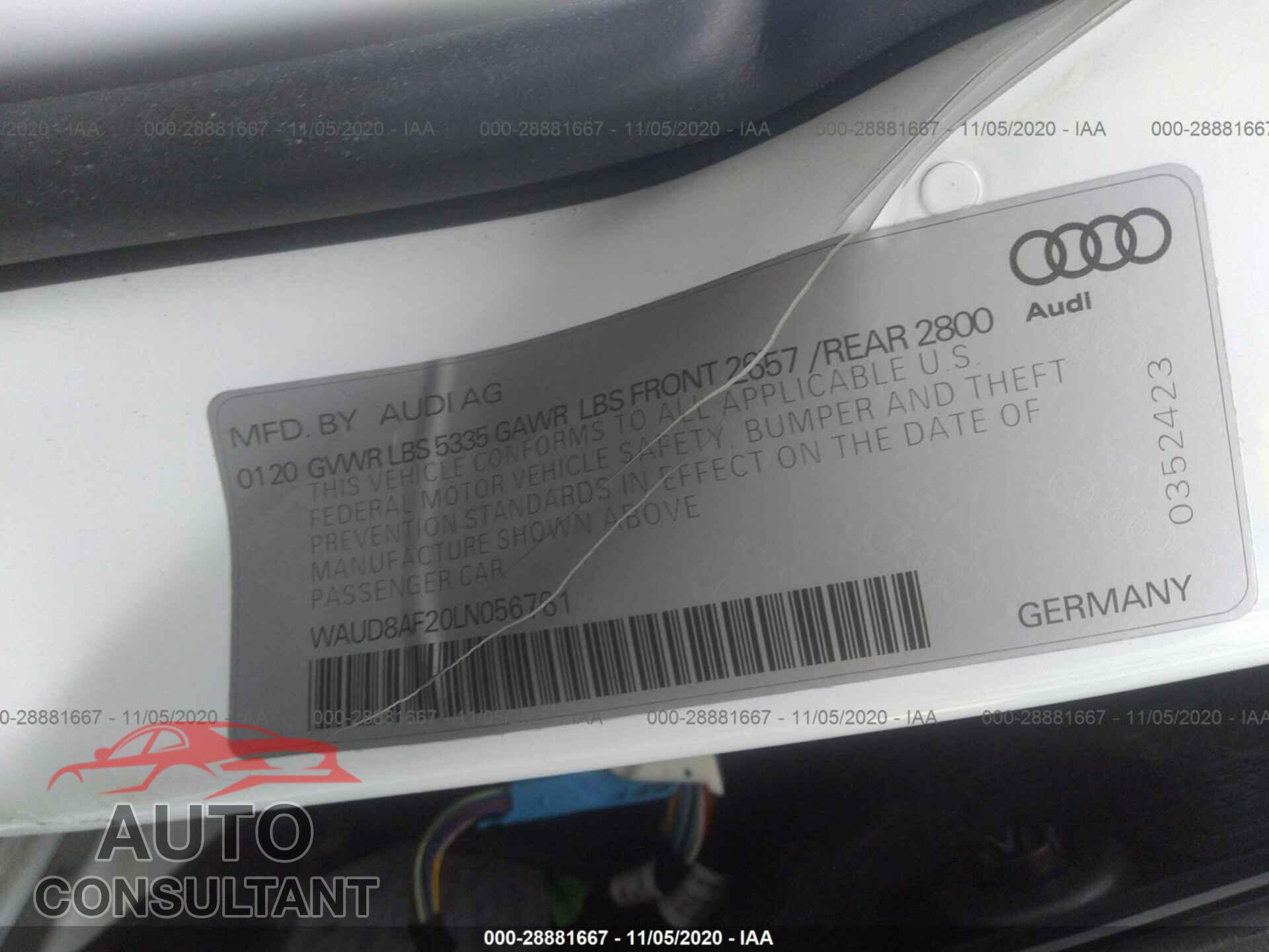 AUDI A6 2020 - WAUD8AF20LN056761