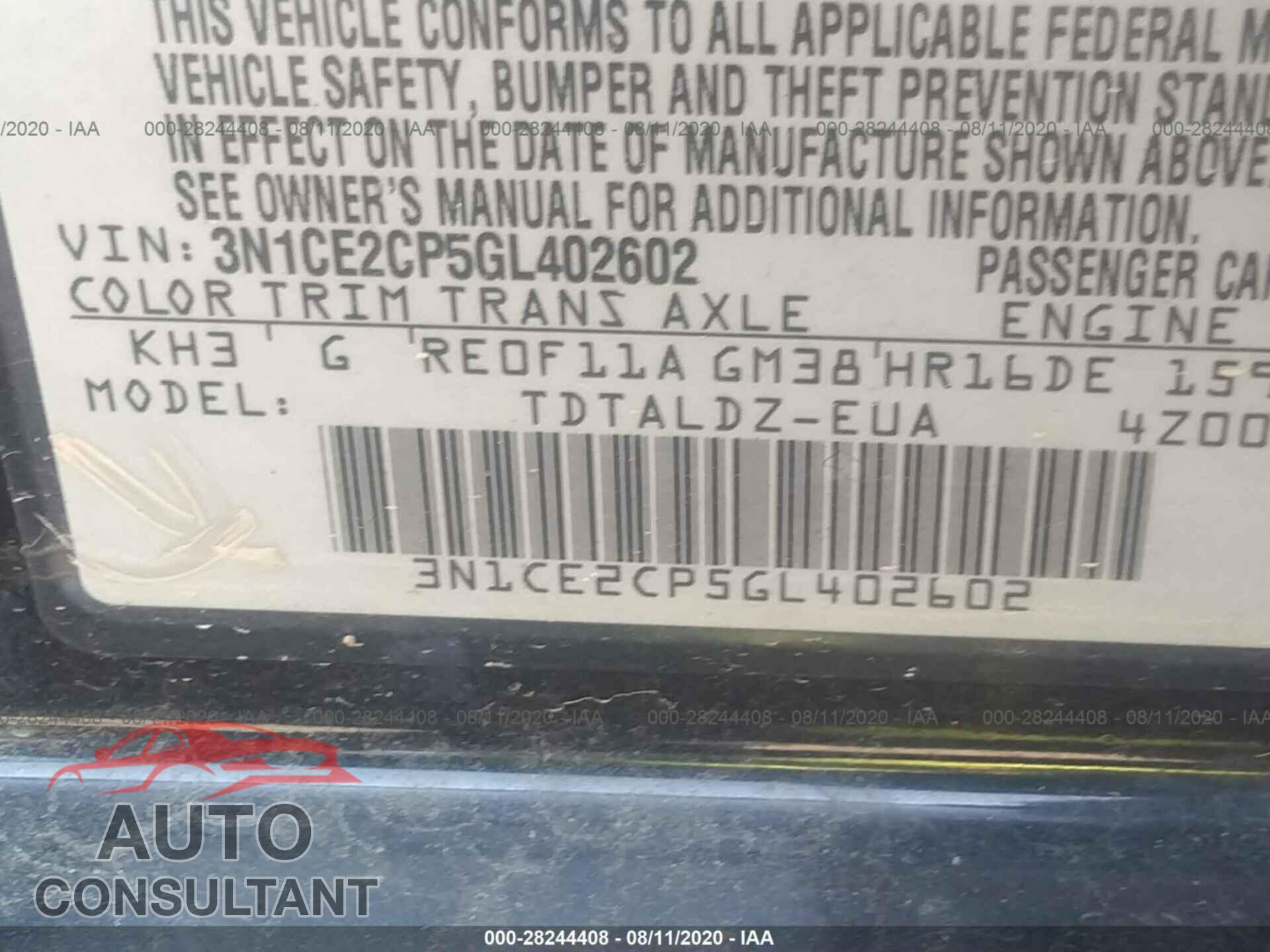 NISSAN VERSA NOTE 2016 - 3N1CE2CP5GL402602