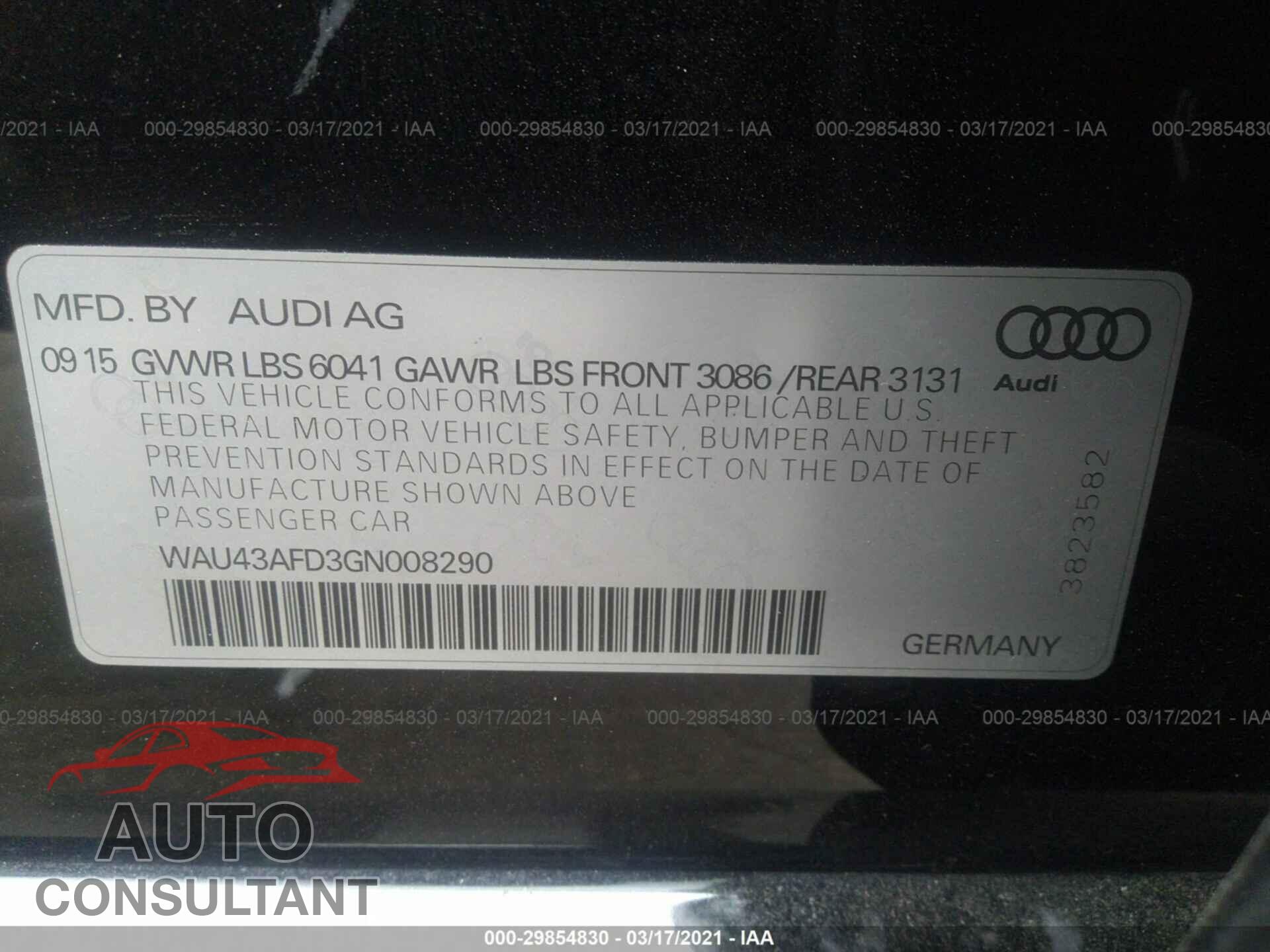 AUDI A8 L 2016 - WAU43AFD3GN008290