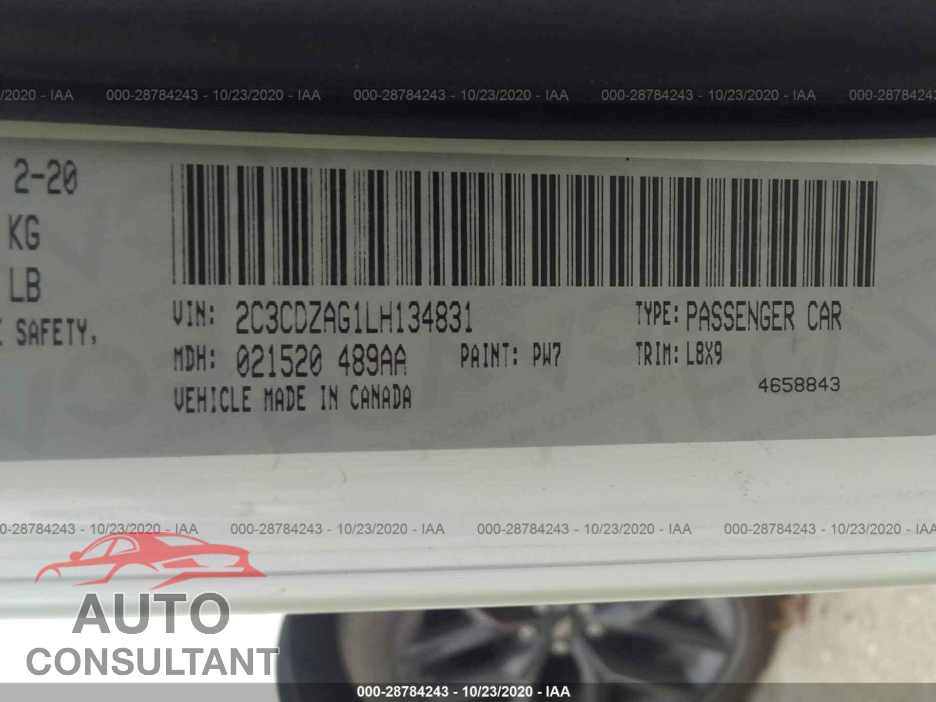 DODGE CHALLENGER 2020 - 2C3CDZAG1LH134831