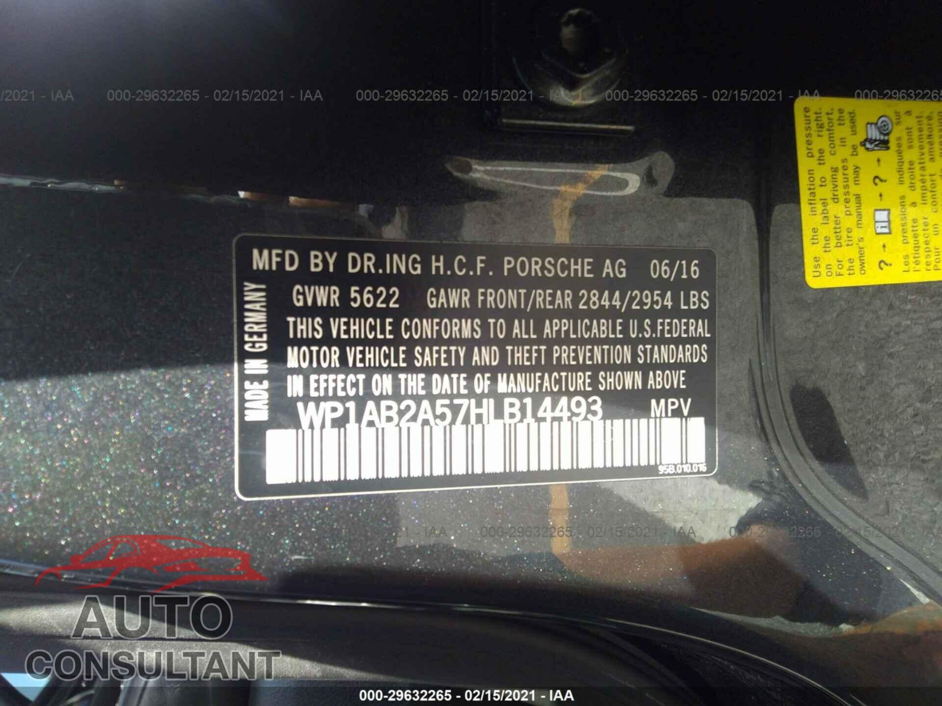 PORSCHE MACAN 2017 - WP1AB2A57HLB14493