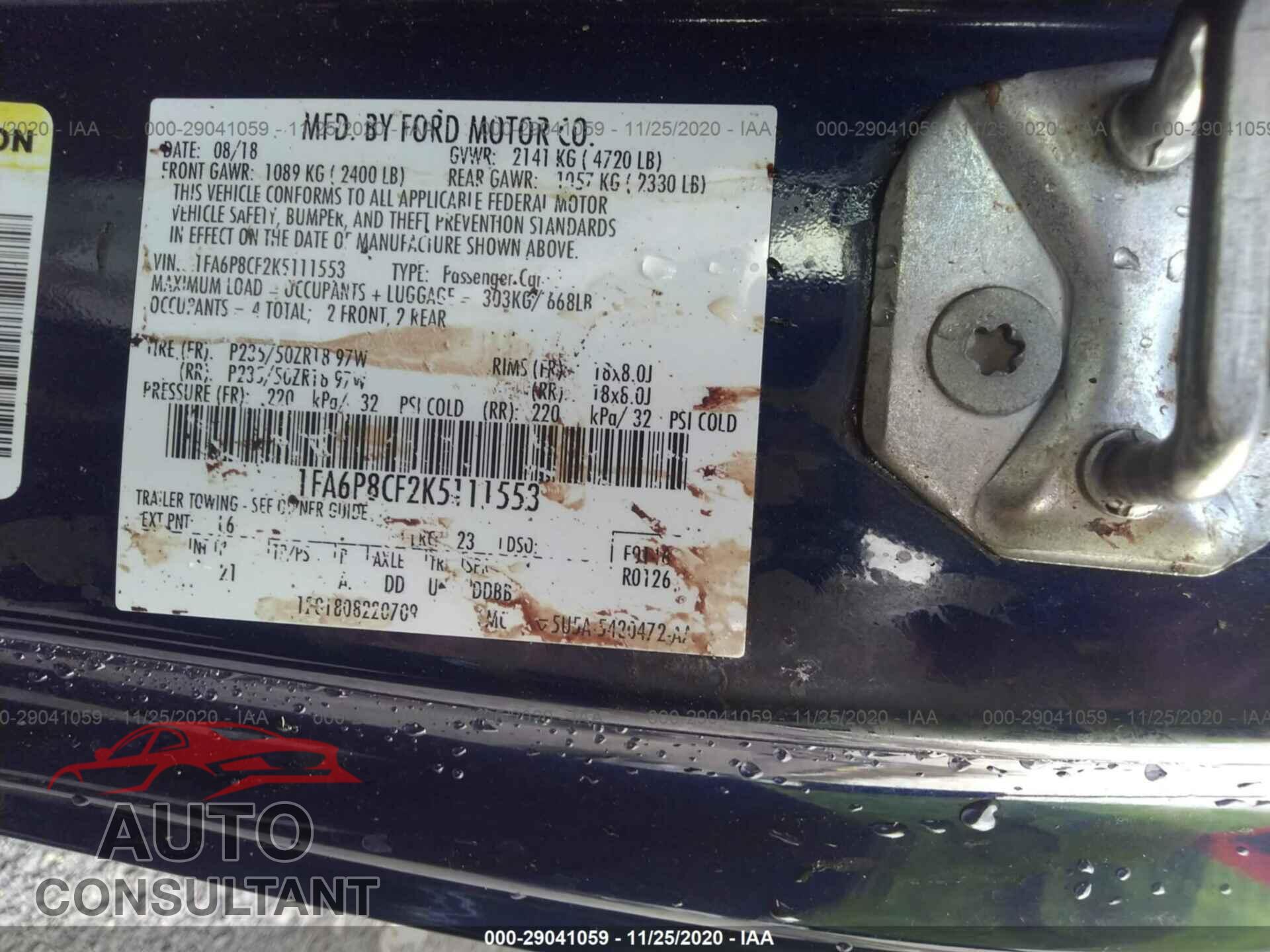 FORD MUSTANG 2019 - 1FA6P8CF2K5111553