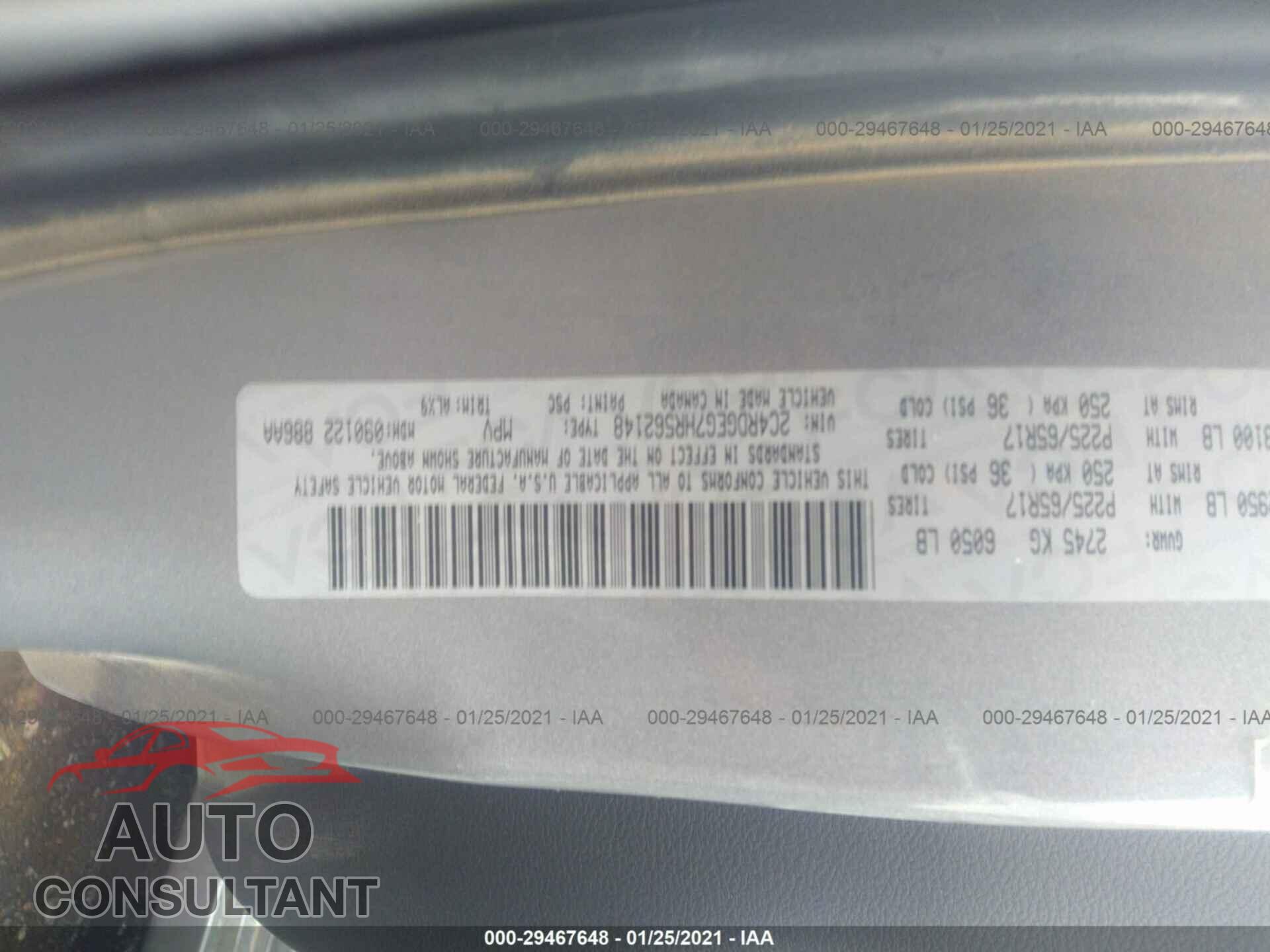 DODGE GRAND CARAVAN 2017 - 2C4RDGEG7HR562148