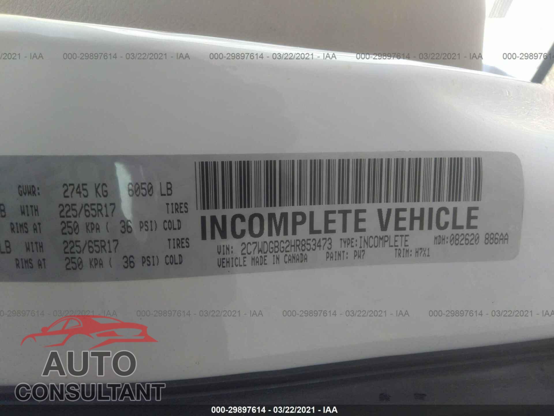 DODGE GRAND CARAVAN 2017 - 2C7WDGBG2HR853473