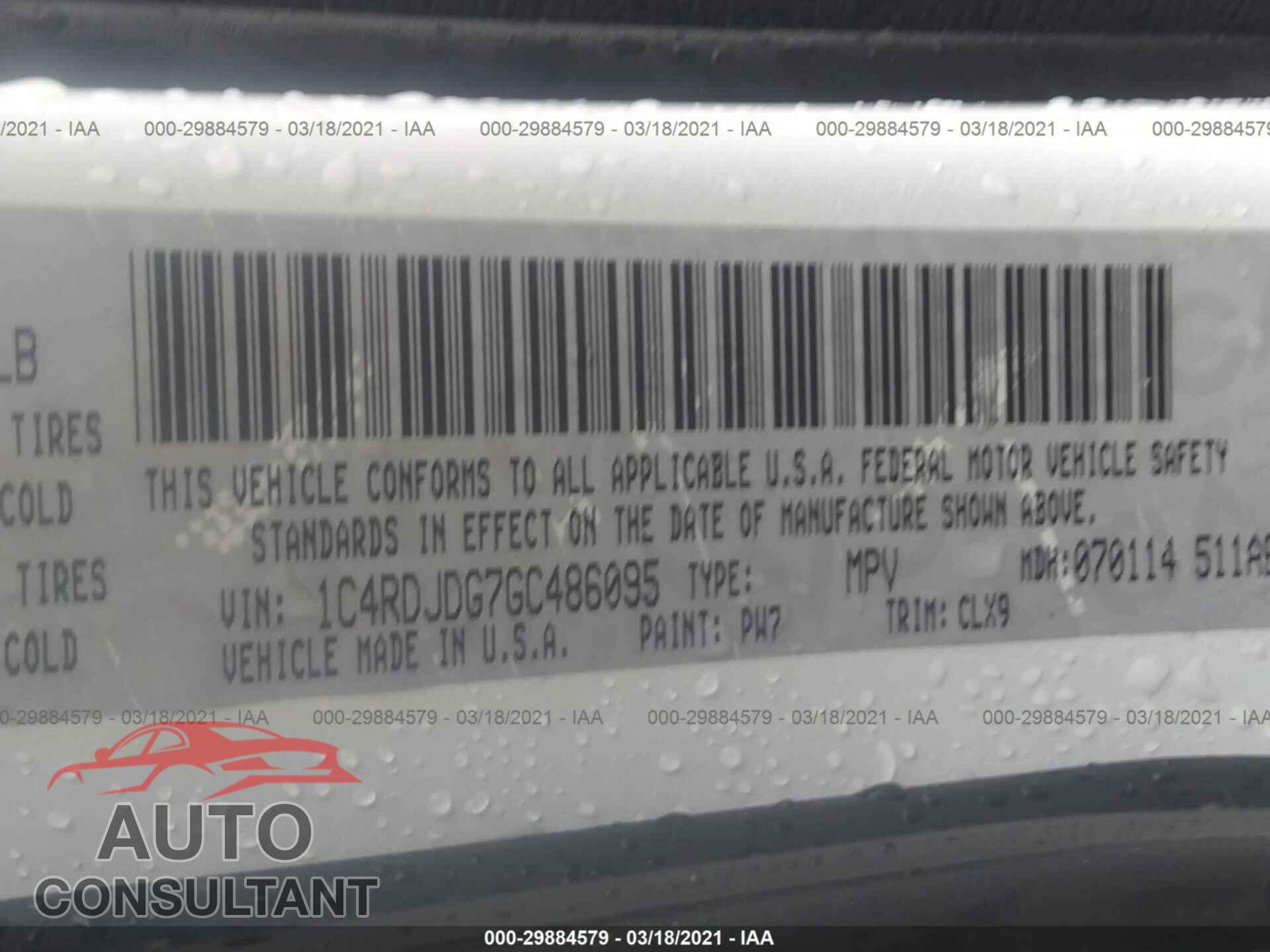 DODGE DURANGO 2016 - 1C4RDJDG7GC486095