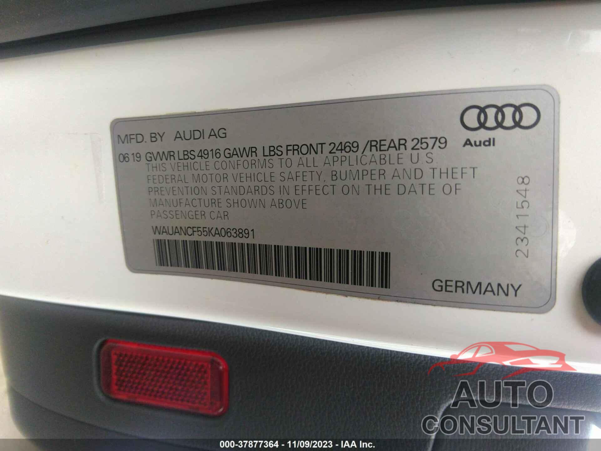 AUDI A5 2019 - WAUANCF55KA063891