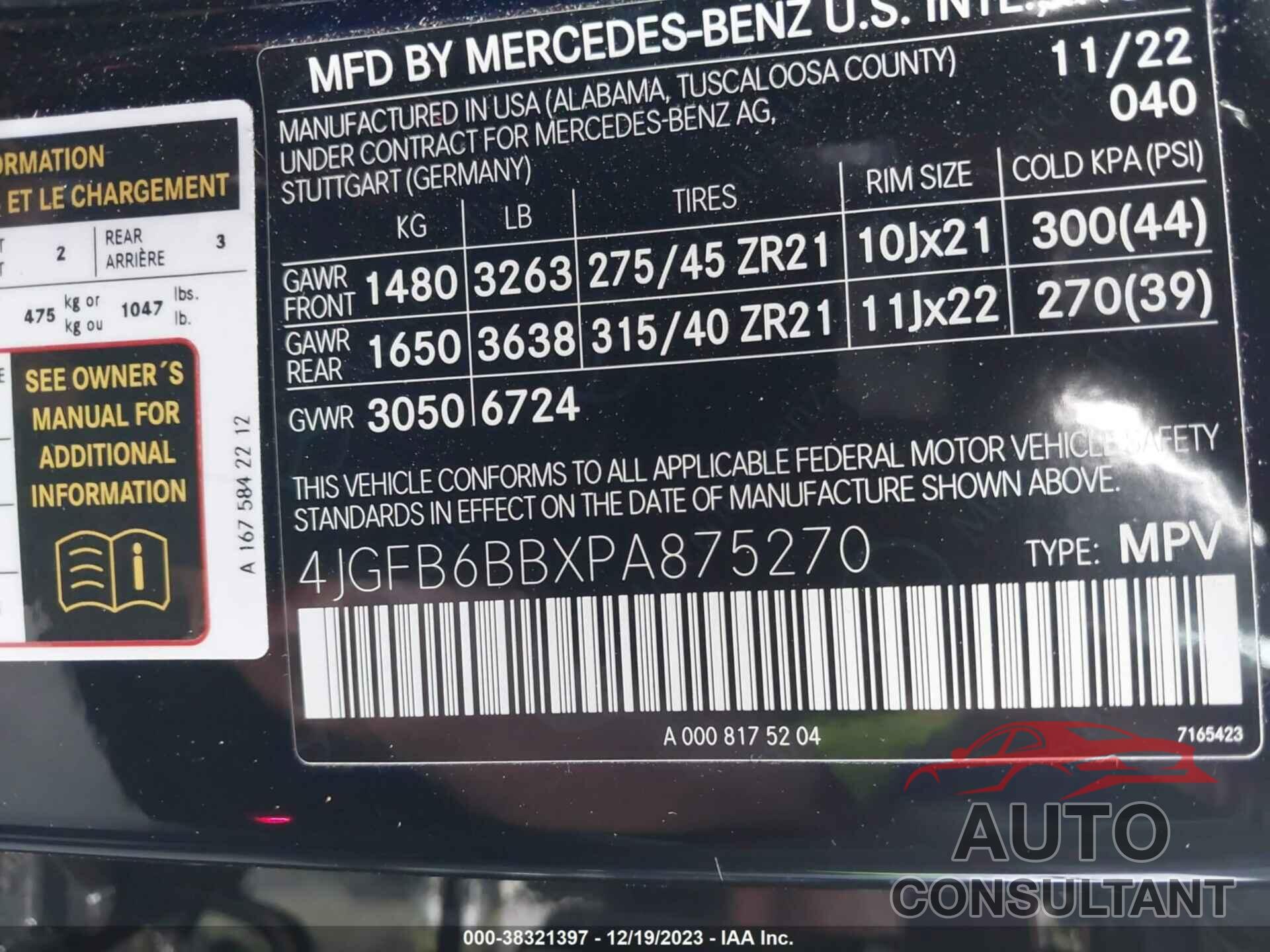 MERCEDES-BENZ AMG GLE 53 2023 - 4JGFB6BBXPA875270