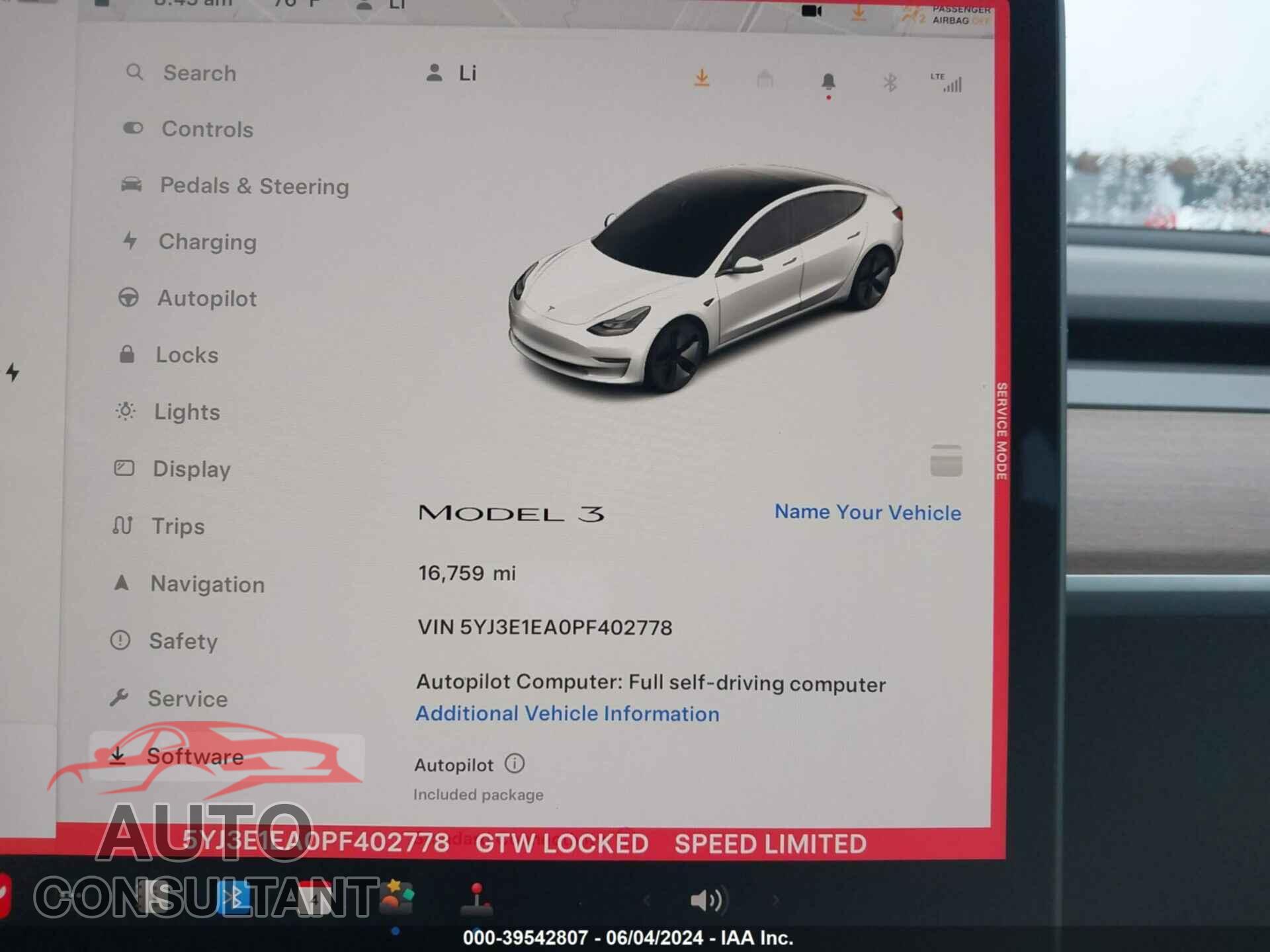 TESLA MODEL 3 2023 - 5YJ3E1EA0PF402778