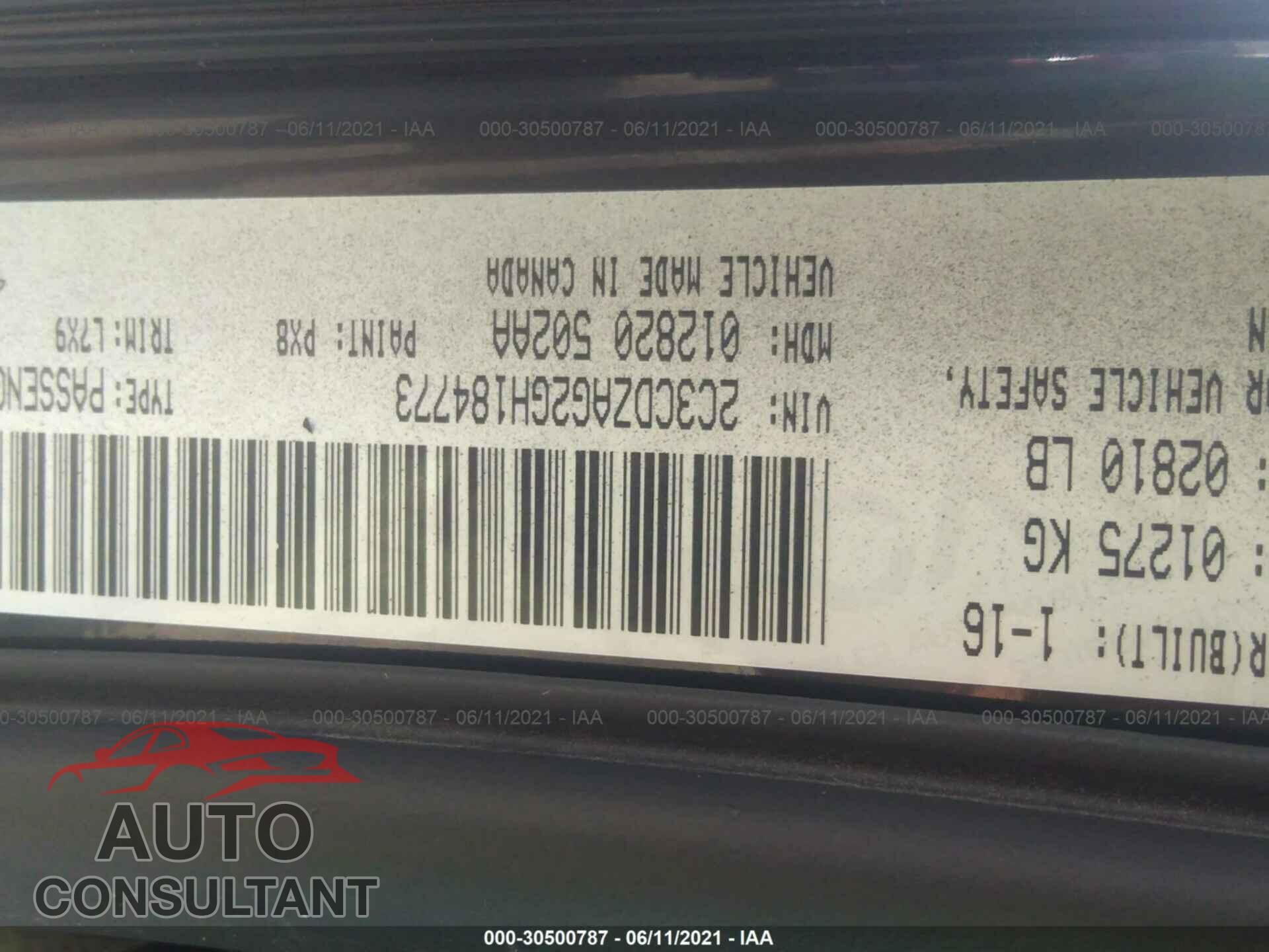 DODGE CHALLENGER 2016 - 2C3CDZAG2GH184773