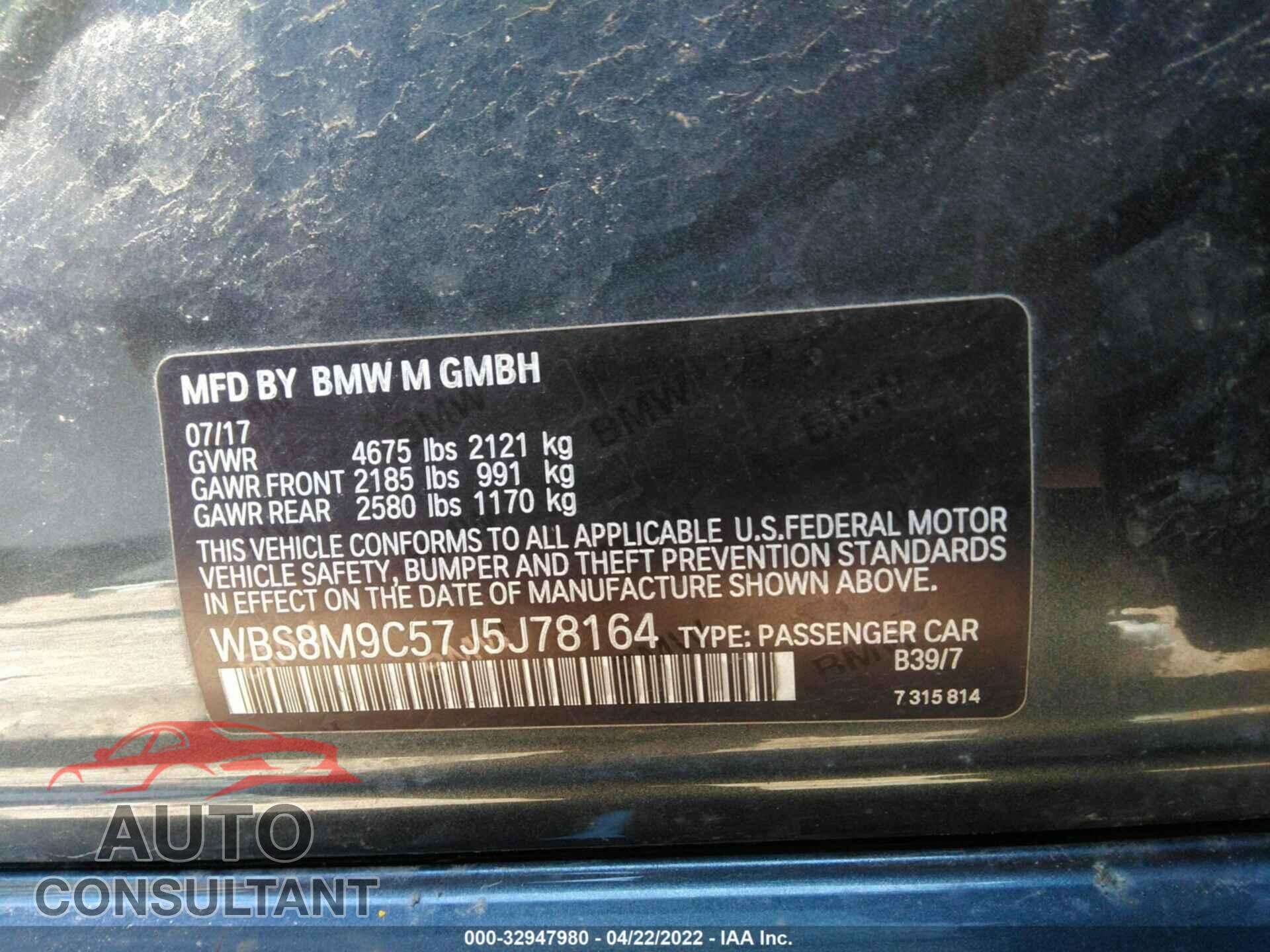 BMW M3 2018 - WBS8M9C57J5J78164