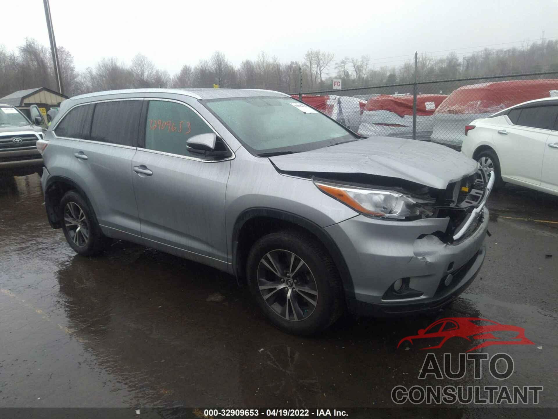 TOYOTA HIGHLANDER 2016 - 5TDJKRFH1GS302923
