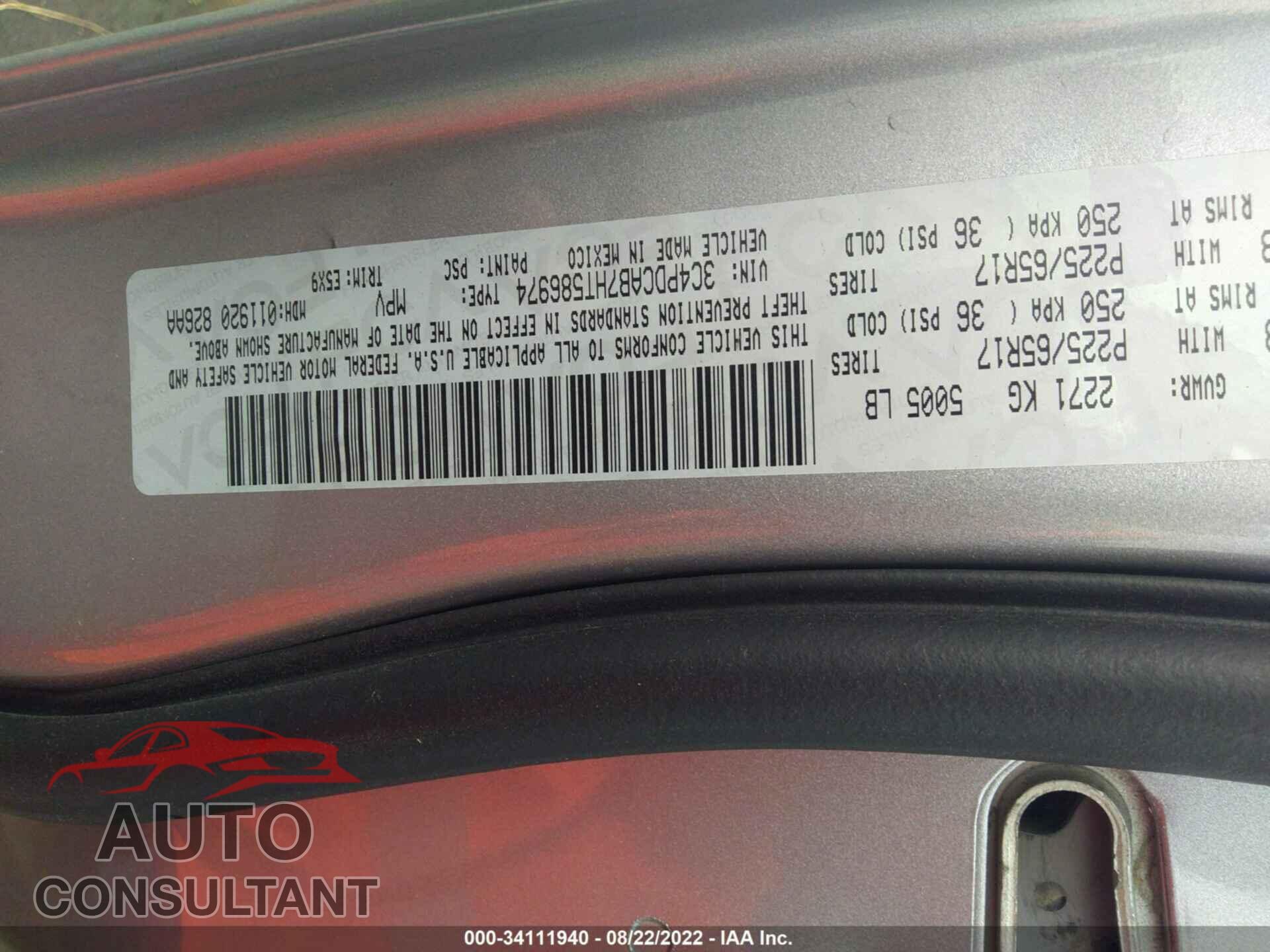 DODGE JOURNEY 2017 - 3C4PDCAB7HT586974