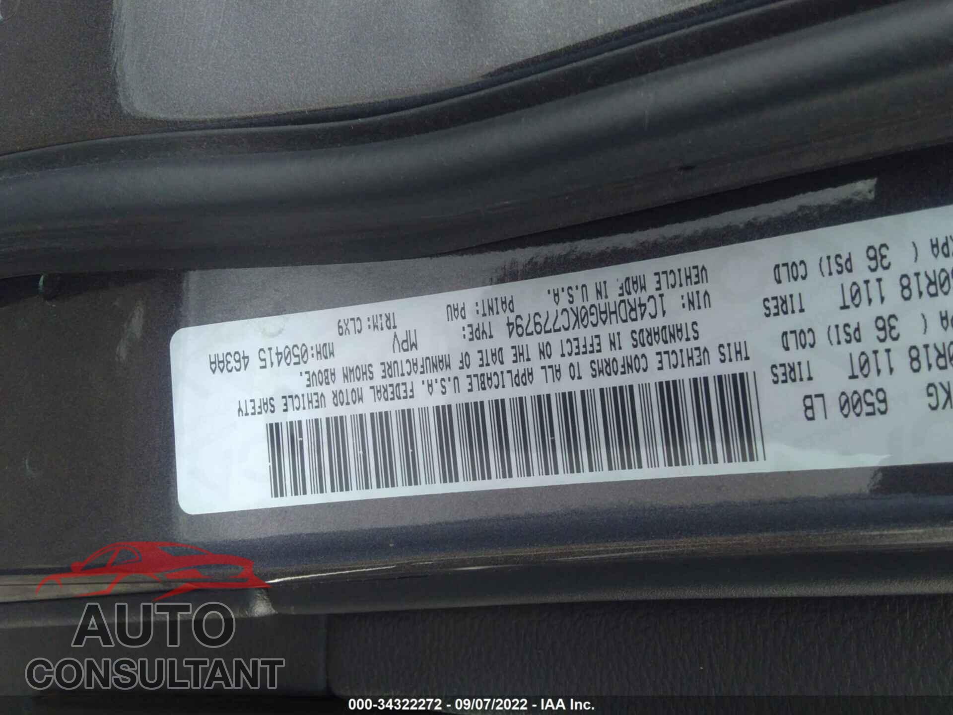 DODGE DURANGO 2019 - 1C4RDHAG0KC779794