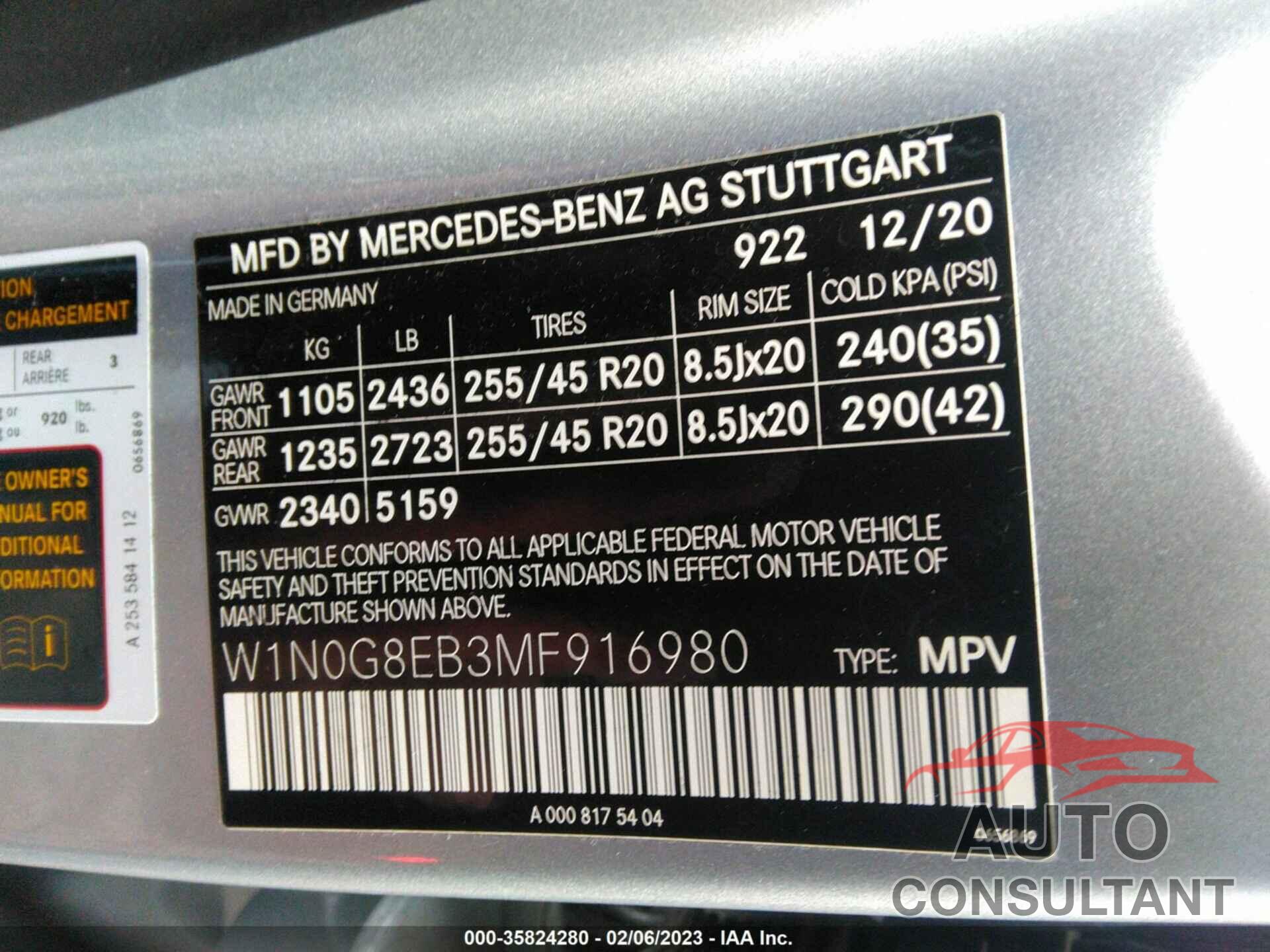 MERCEDES-BENZ GLC 2021 - W1N0G8EB3MF916980