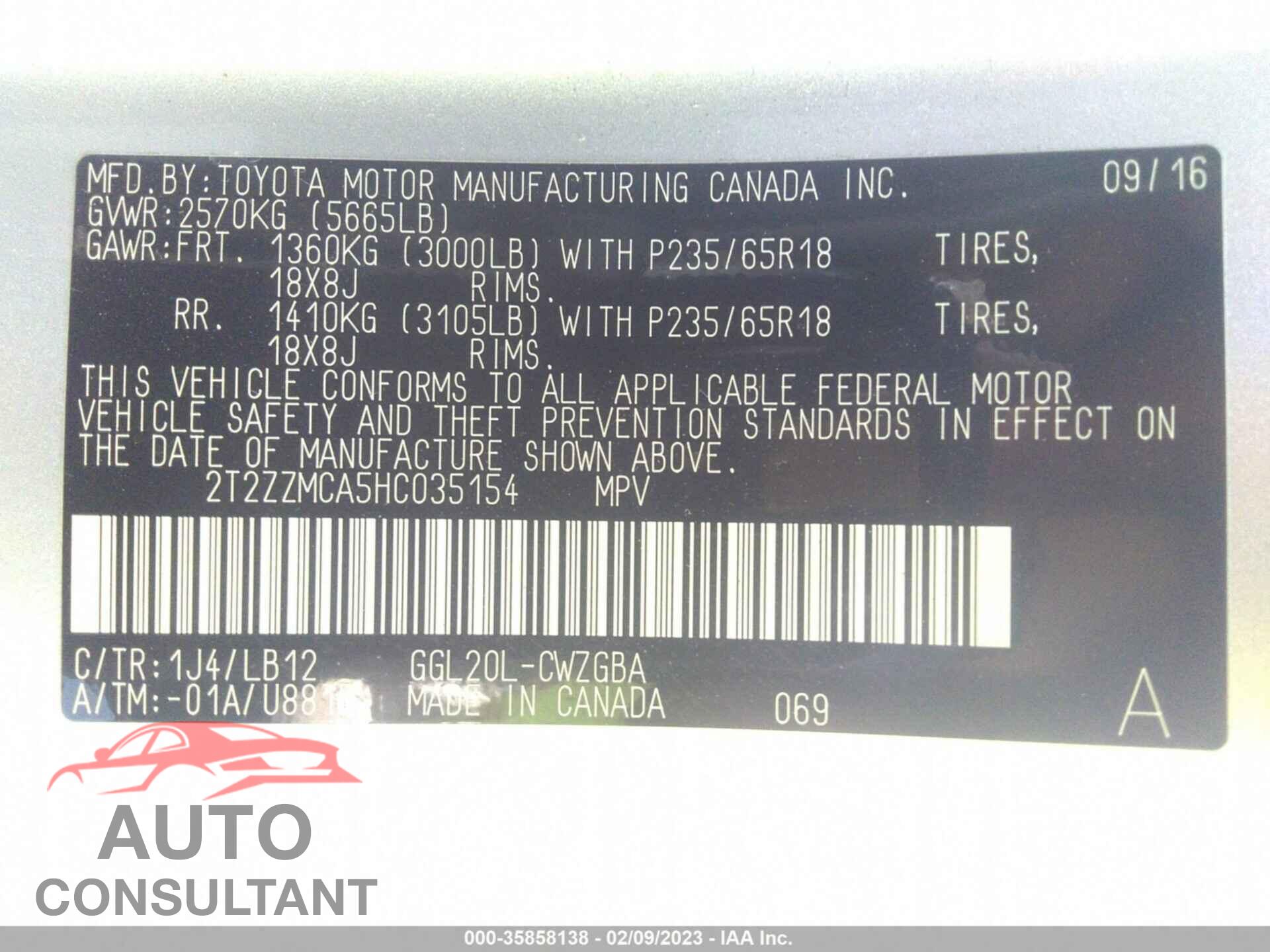 LEXUS RX 2017 - 2T2ZZMCA5HC035154