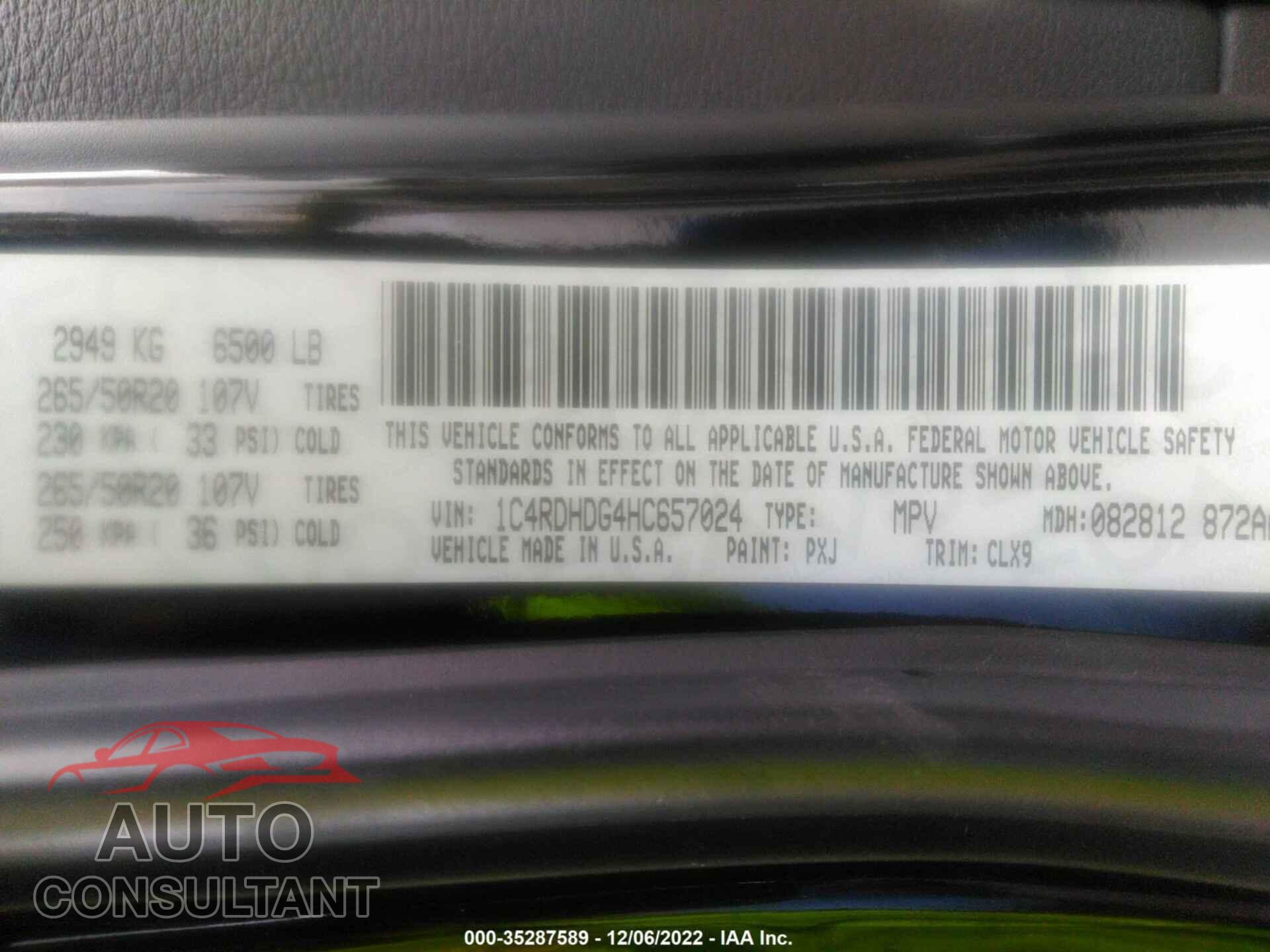 DODGE DURANGO 2017 - 1C4RDHDG4HC657024