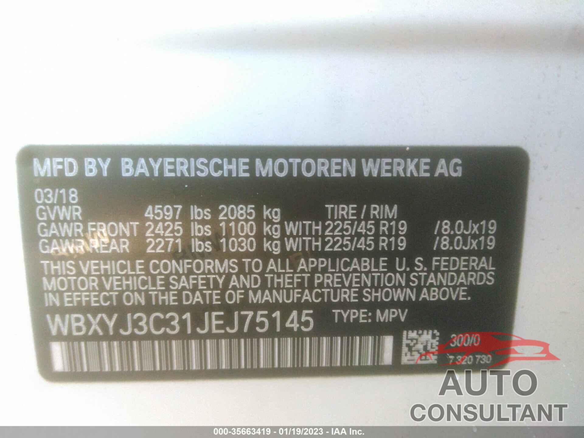 BMW X2 2018 - WBXYJ3C31JEJ75145