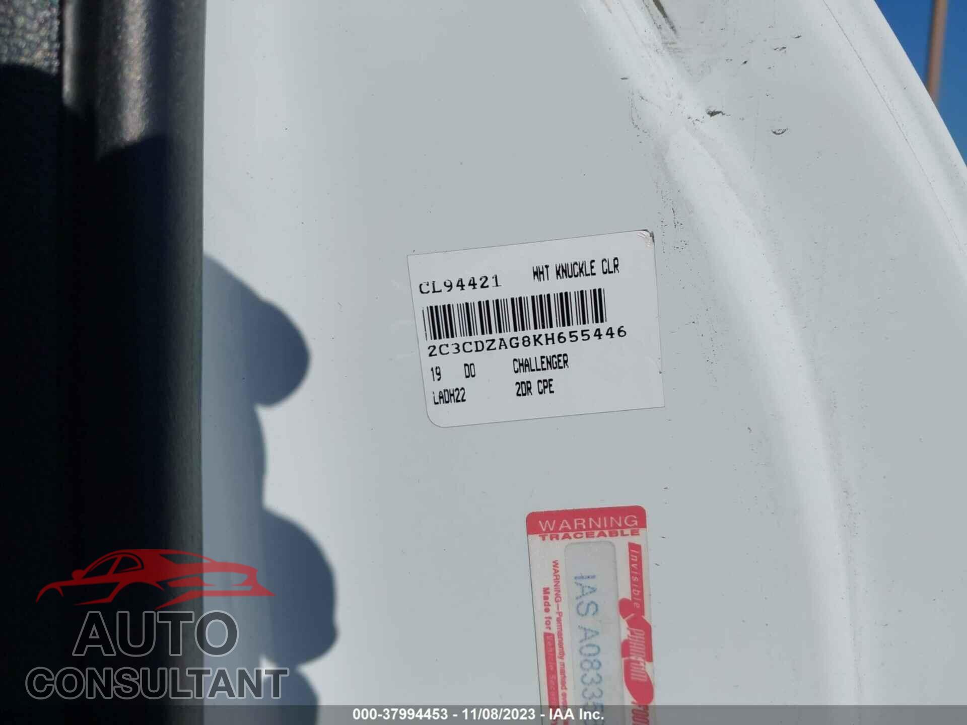 DODGE CHALLENGER 2019 - 2C3CDZAG8KH655446