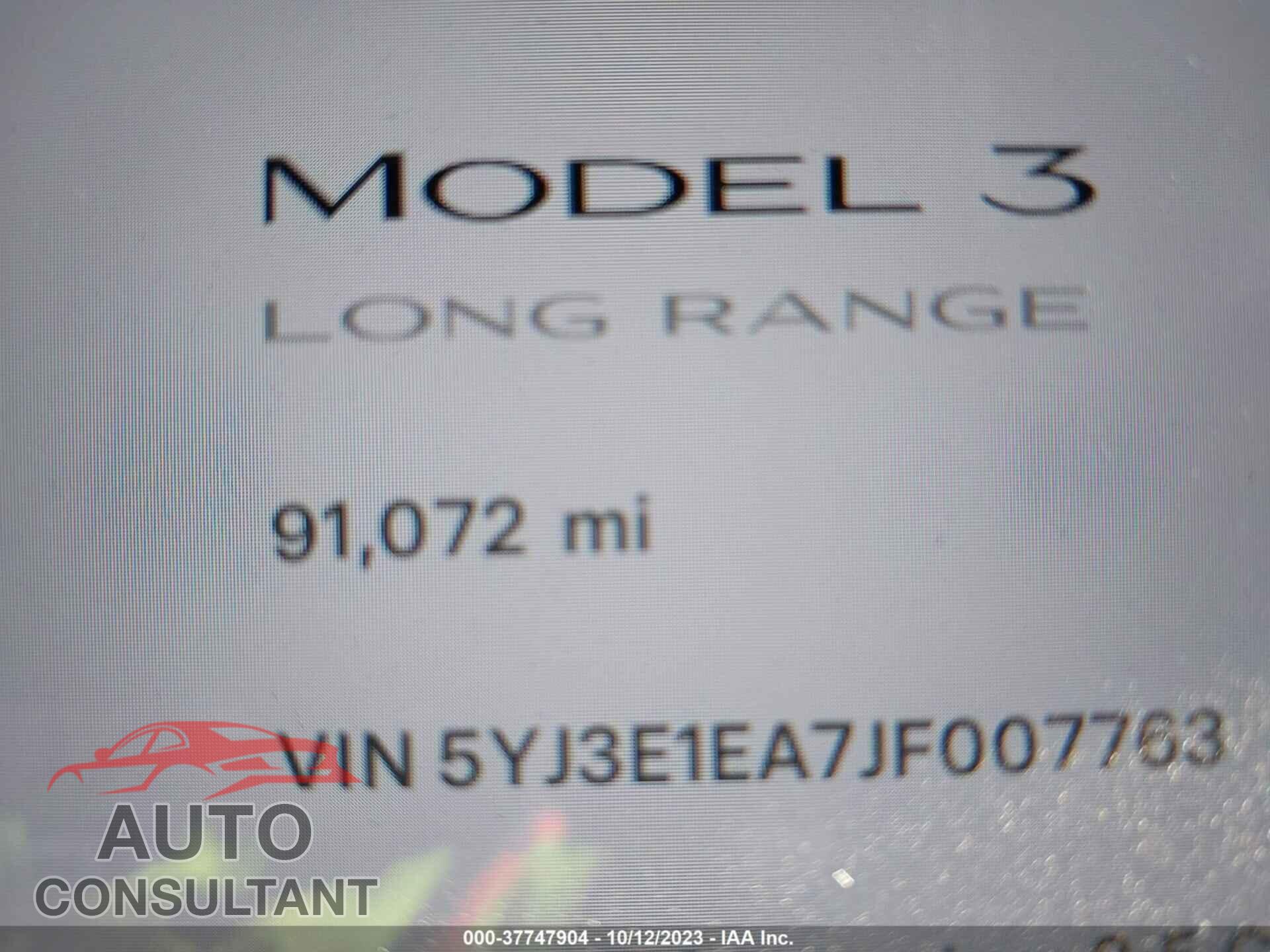 TESLA MODEL 3 2018 - 5YJ3E1EA7JF007763