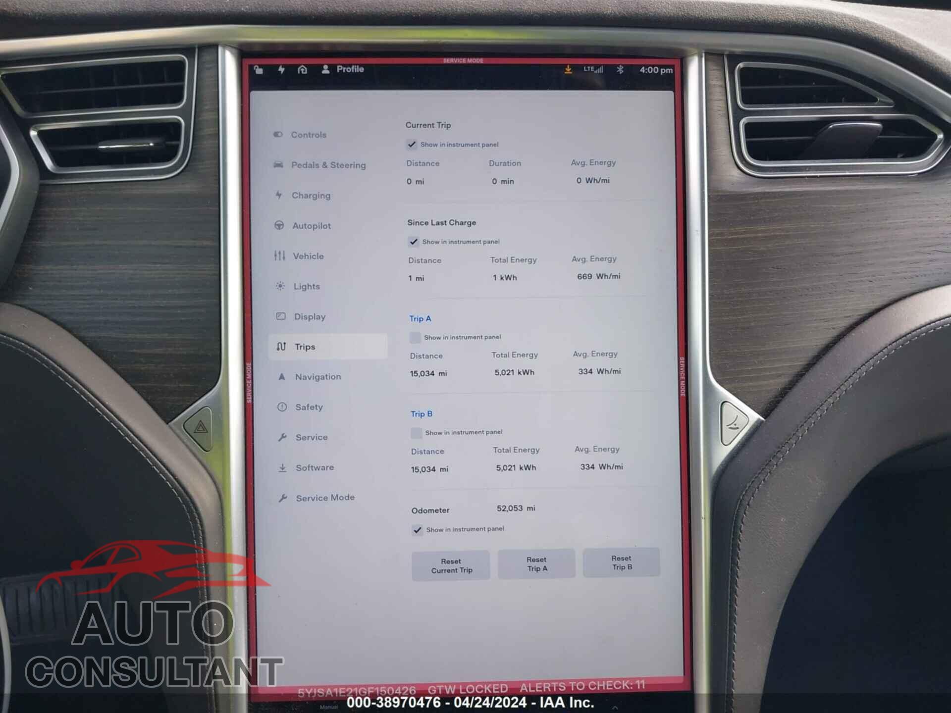 TESLA MODEL S 2016 - 5YJSA1E21GF150426