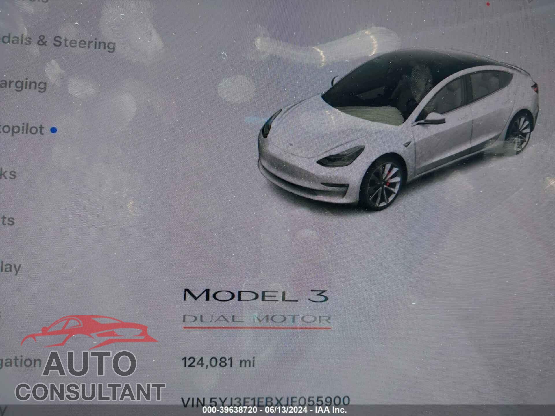 TESLA MODEL 3 2018 - 5YJ3E1EBXJF055900