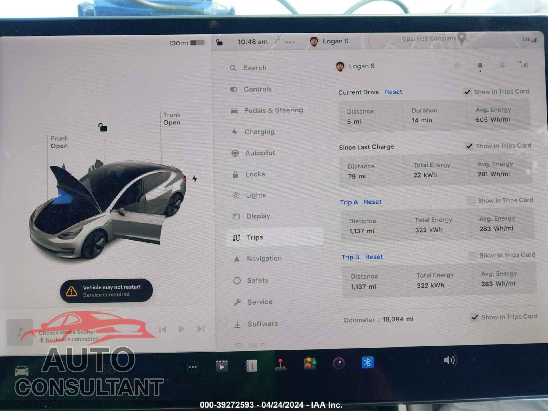 TESLA MODEL 3 2018 - 5YJ3E1EB2JF091080