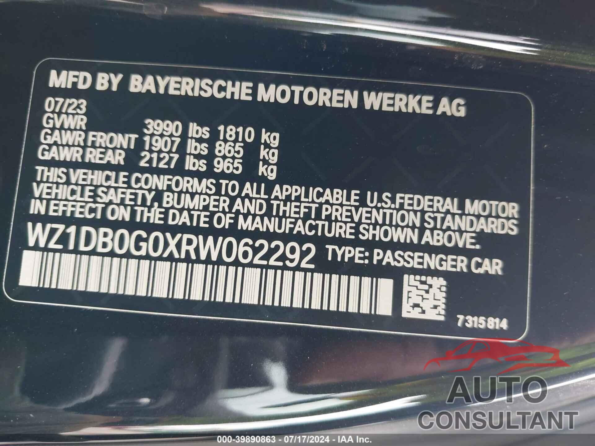 TOYOTA GR SUPRA 2024 - WZ1DB0G0XRW062292