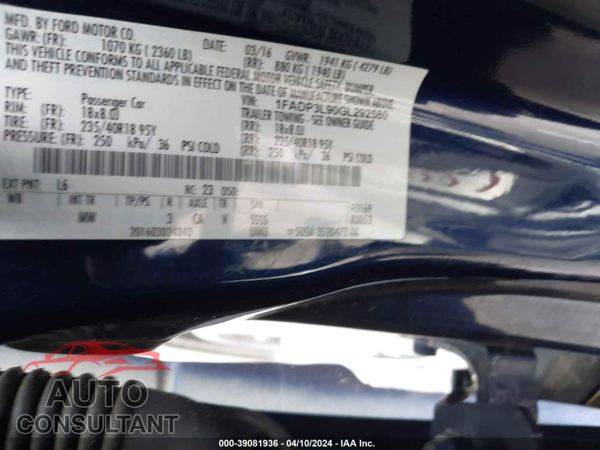 FORD FOCUS ST 2016 - 1FADP3L90GL292580