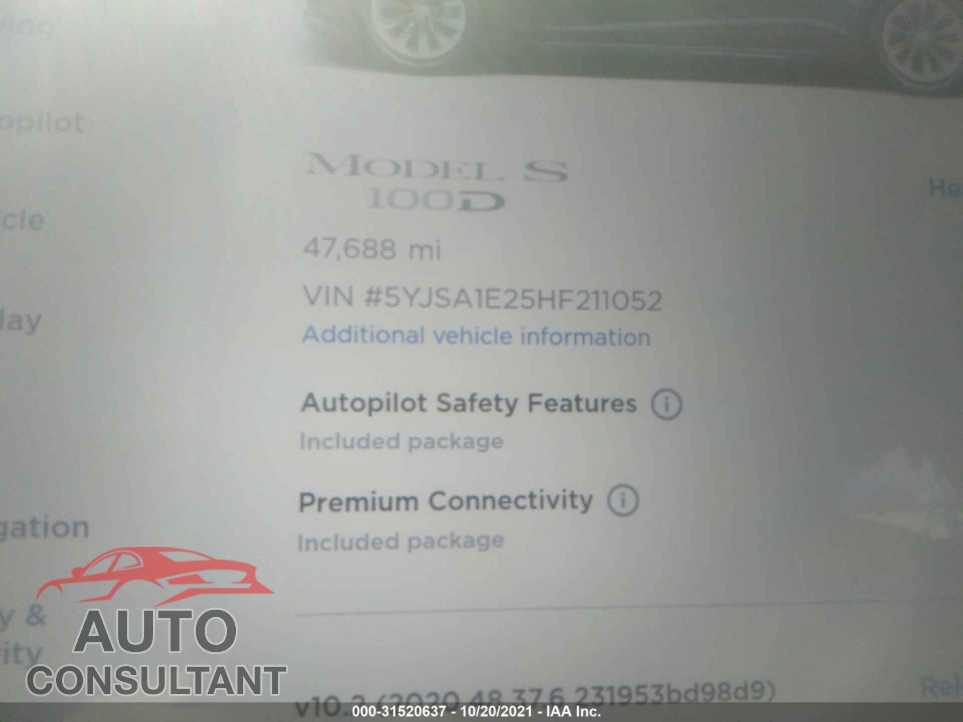 TESLA MODEL S 2017 - 5YJSA1E25HF211052