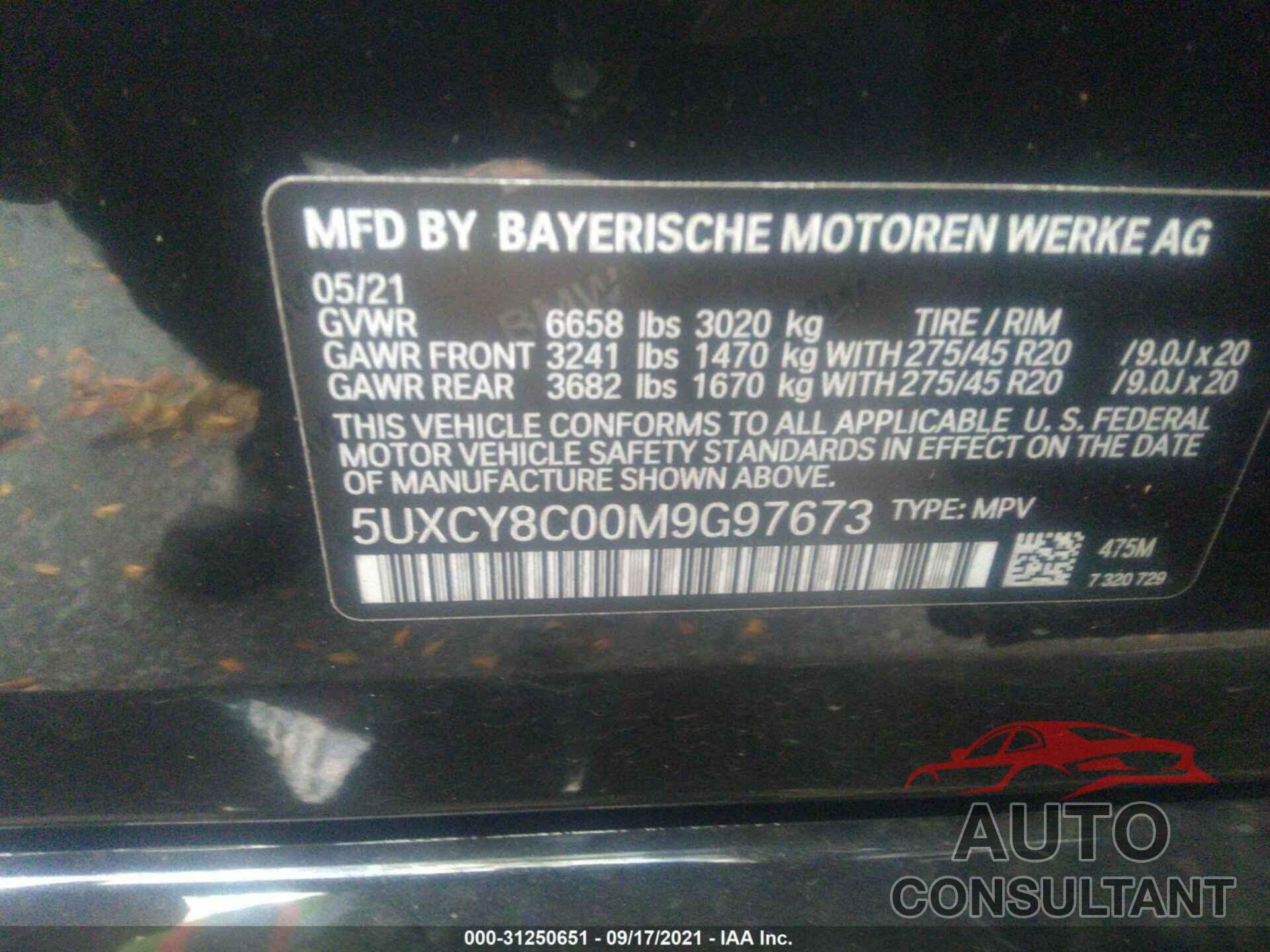 BMW X6 2021 - 5UXCY8C00M9G97673
