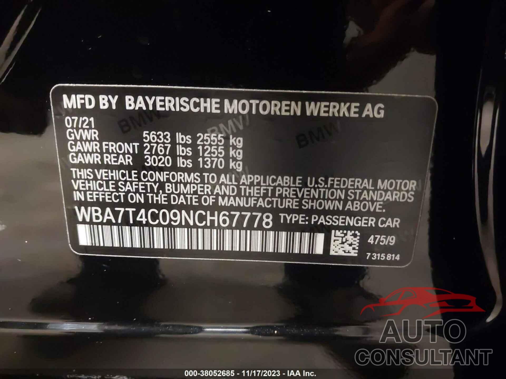 BMW 740I 2022 - WBA7T4C09NCH67778