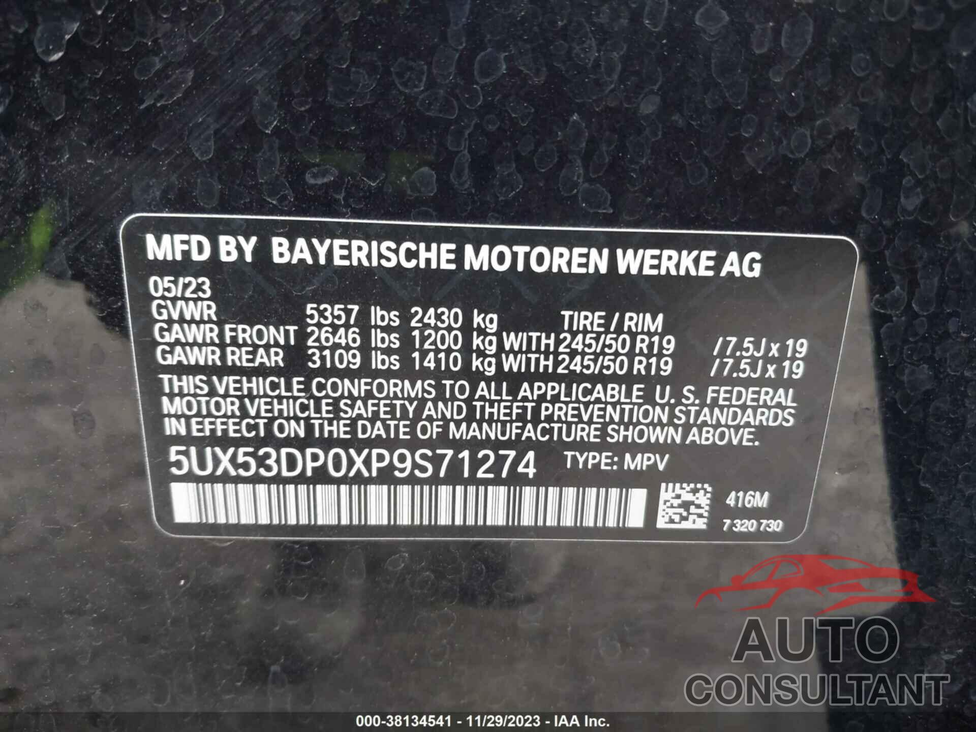 BMW X3 2023 - 5UX53DP0XP9S71274