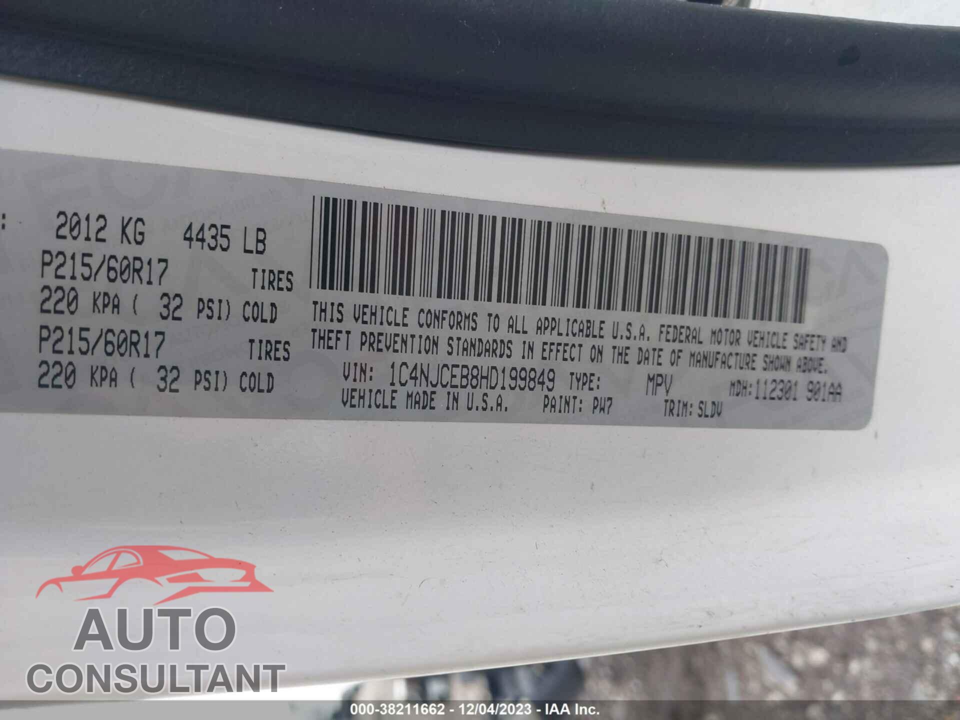 JEEP COMPASS 2017 - 1C4NJCEB8HD199849