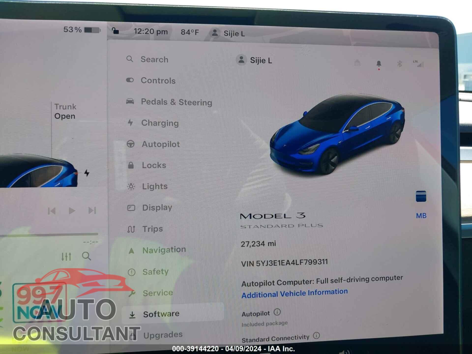 TESLA MODEL 3 2020 - 5YJ3E1EA4LF799311