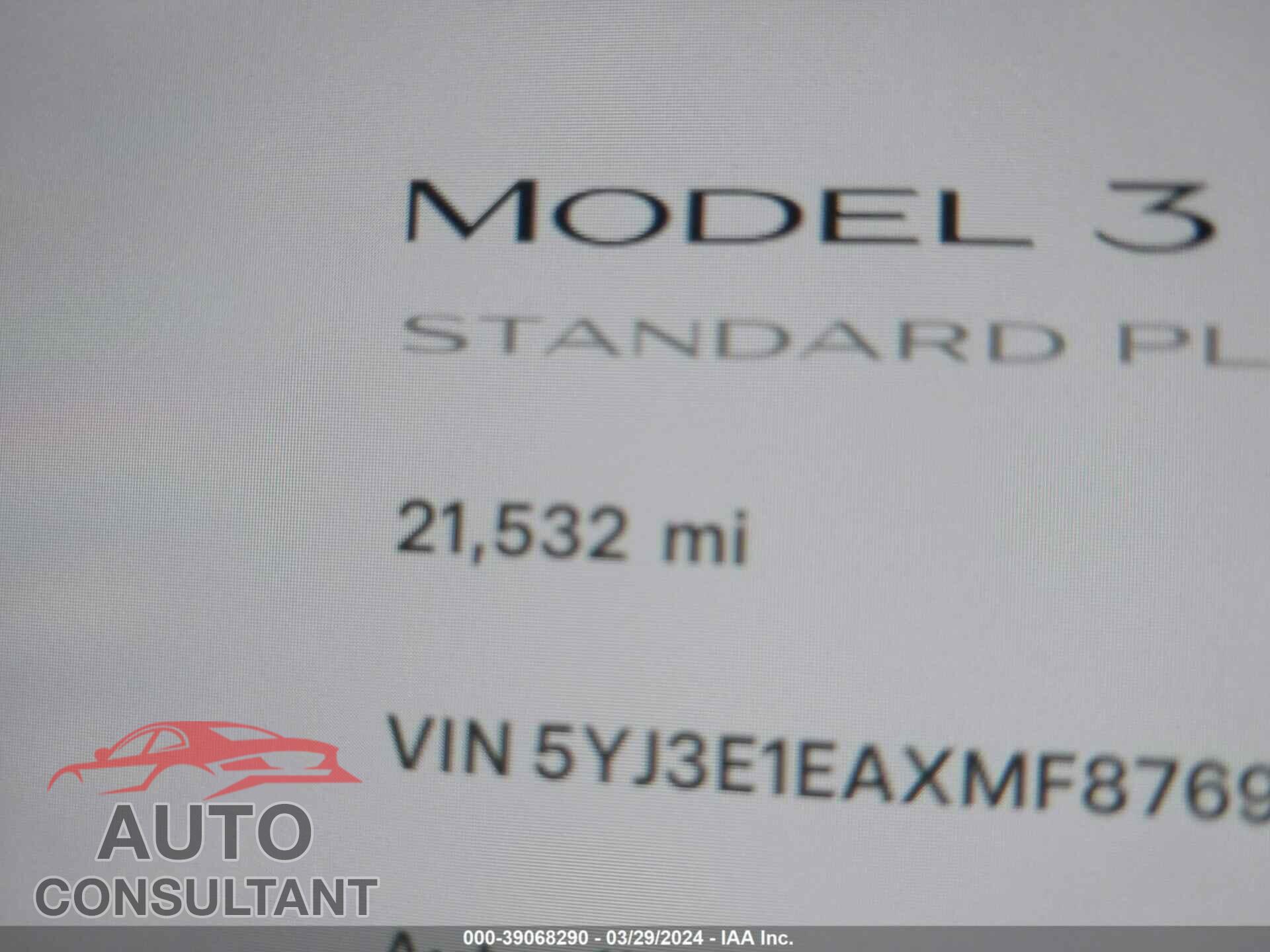 TESLA MODEL 3 2021 - 5YJ3E1EAXMF876975