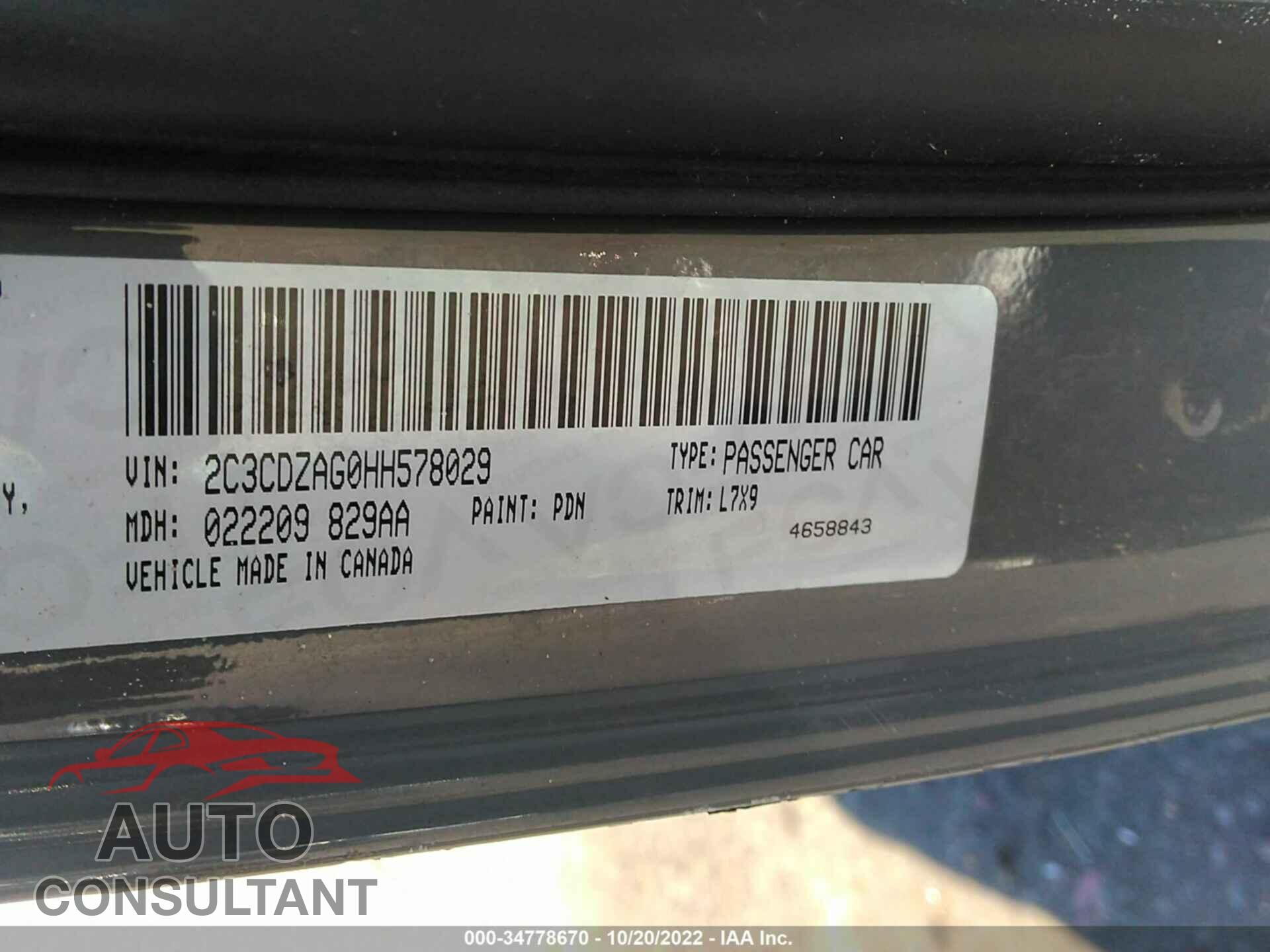 DODGE CHALLENGER 2017 - 2C3CDZAG0HH578029