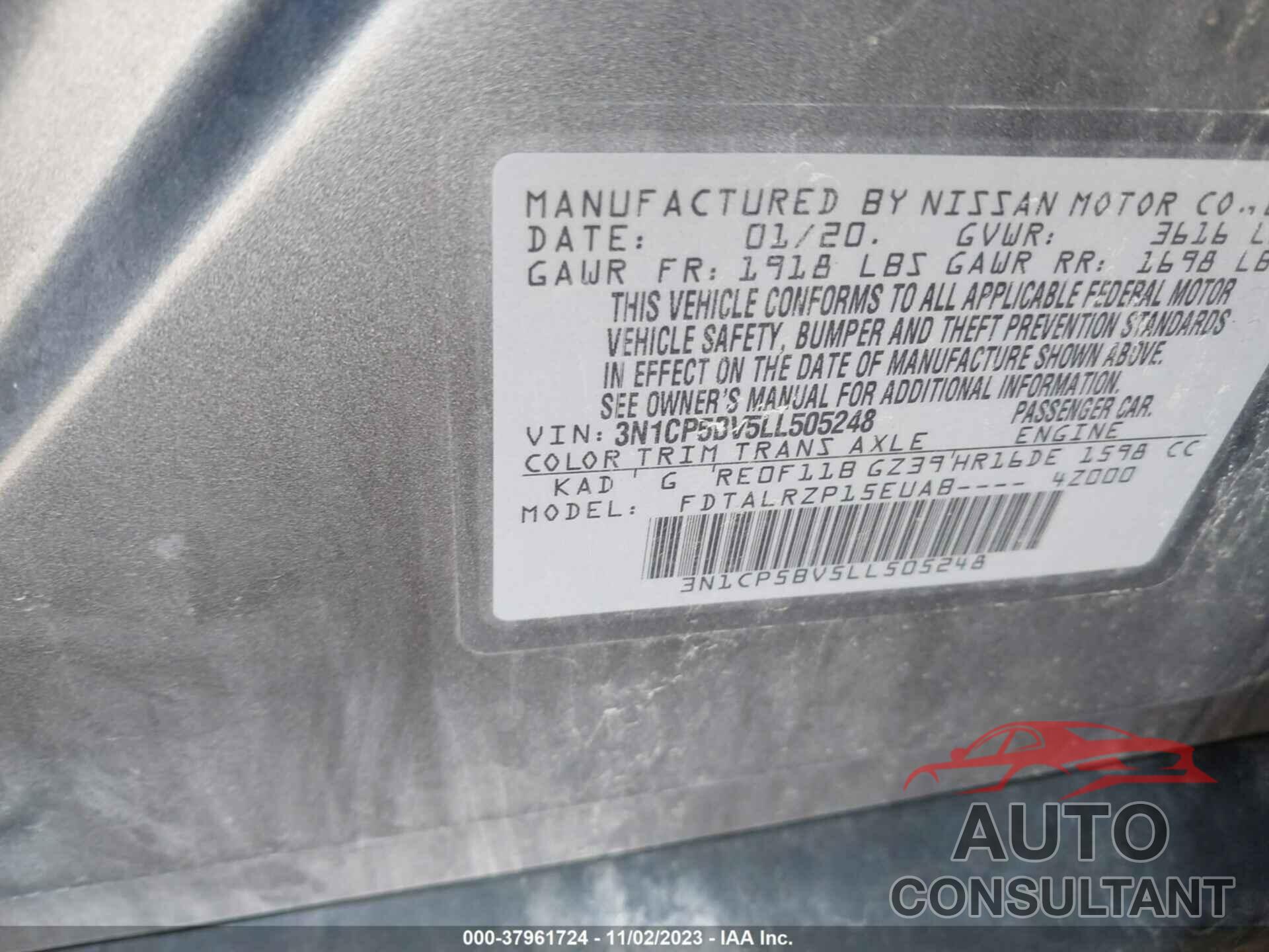 NISSAN KICKS 2020 - 3N1CP5BV5LL505248