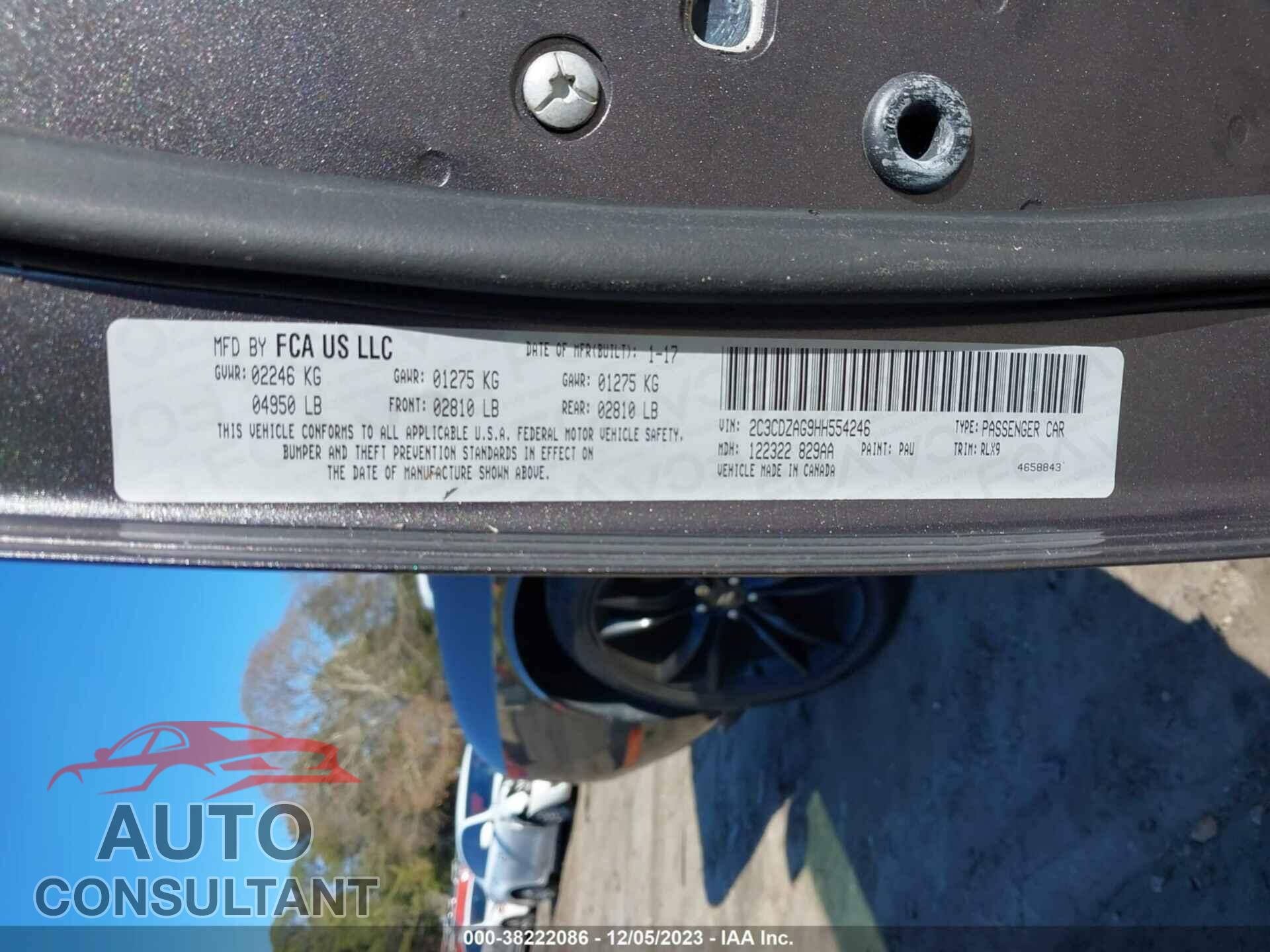 DODGE CHALLENGER 2017 - 2C3CDZAG9HH554246