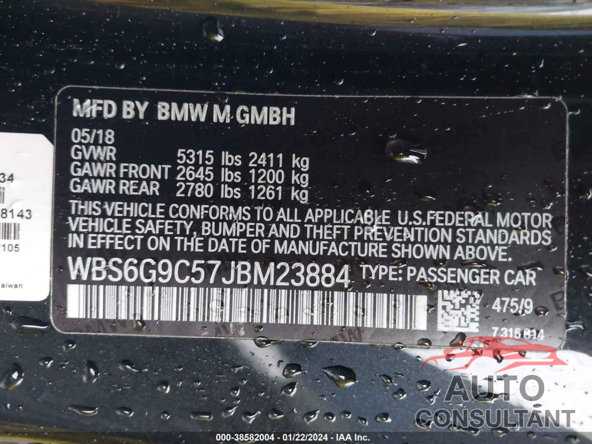 BMW M6 2018 - WBS6G9C57JBM23884