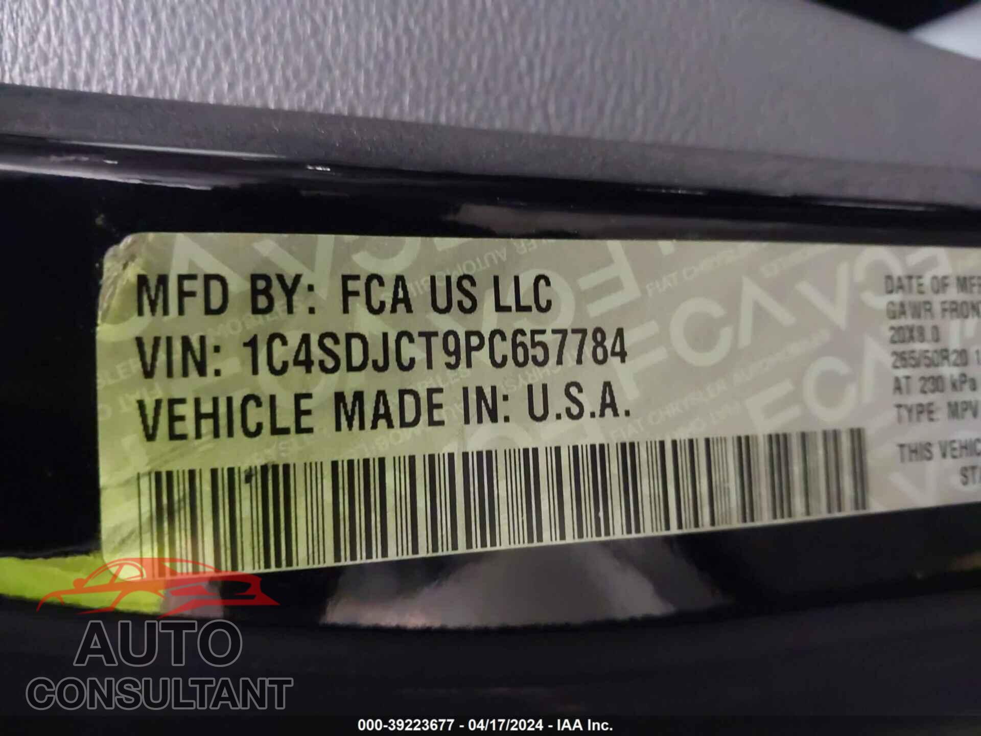 DODGE DURANGO 2023 - 1C4SDJCT9PC657784