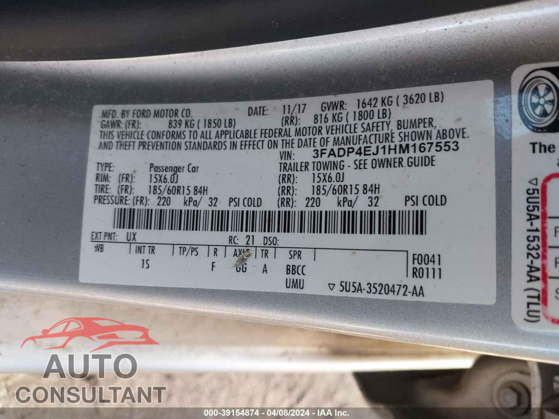 FORD FIESTA 2017 - 3FADP4EJ1HM167553