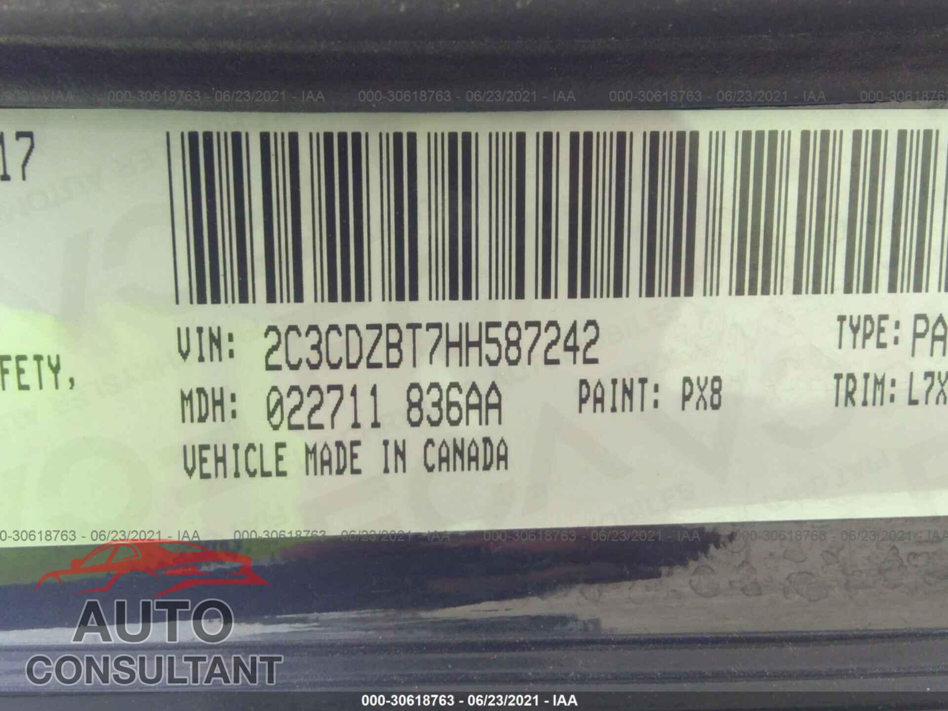 DODGE CHALLENGER 2017 - 2C3CDZBT7HH587242