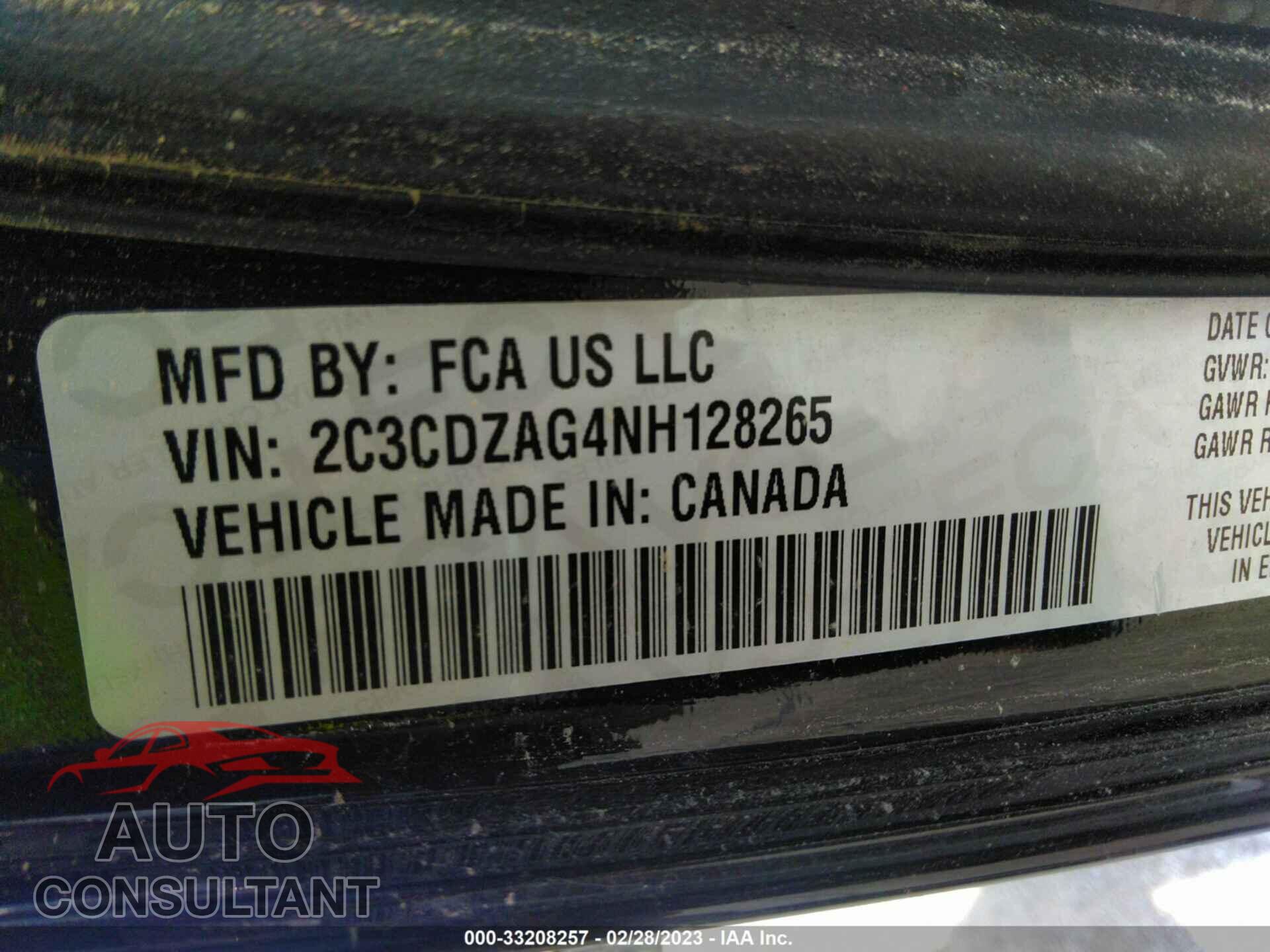 DODGE CHALLENGER 2022 - 2C3CDZAG4NH128265